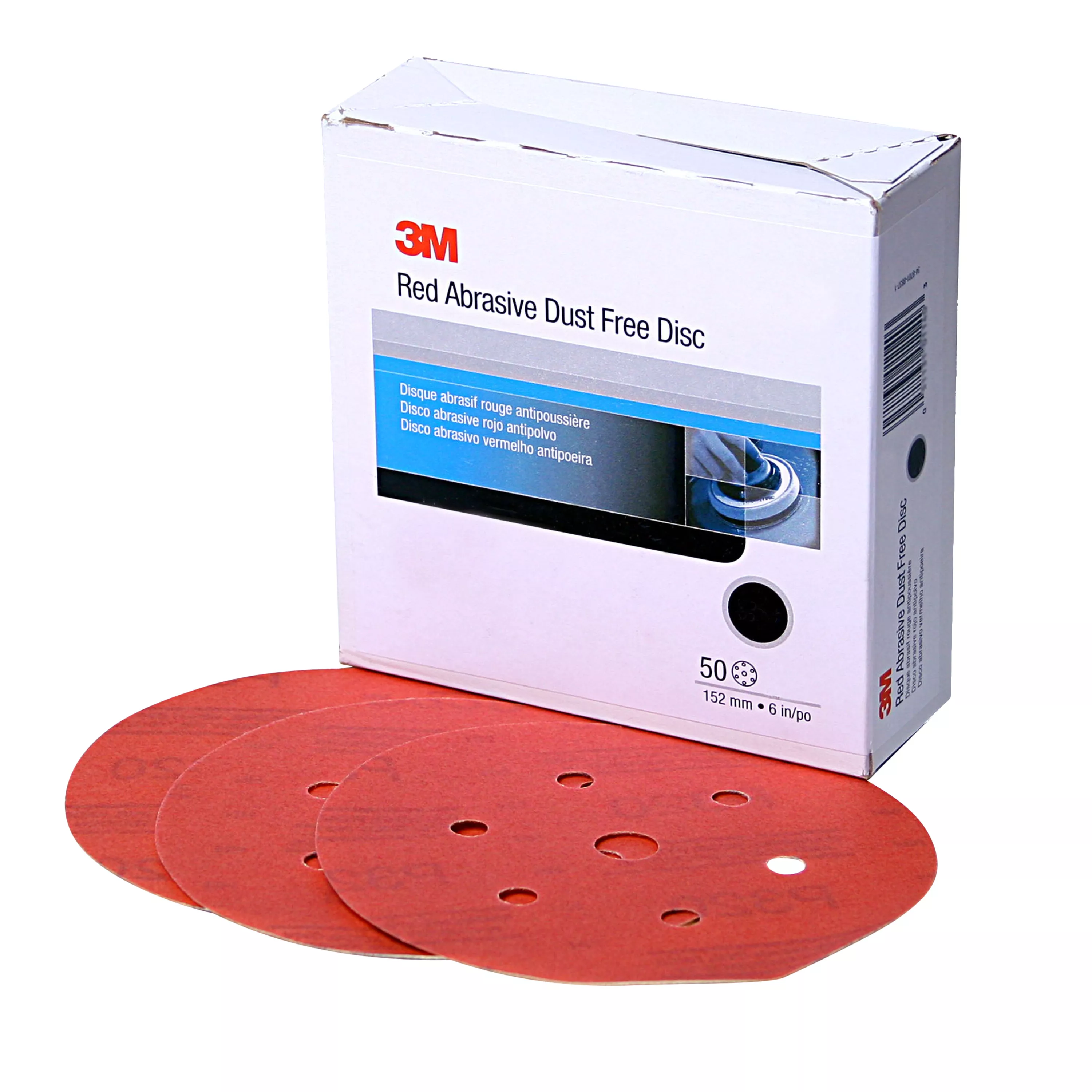 3M™ Hookit™ Red Abrasive Disc Dust Free, 01141, 6 in, P240, 50 discs per
carton, 6 cartons per case