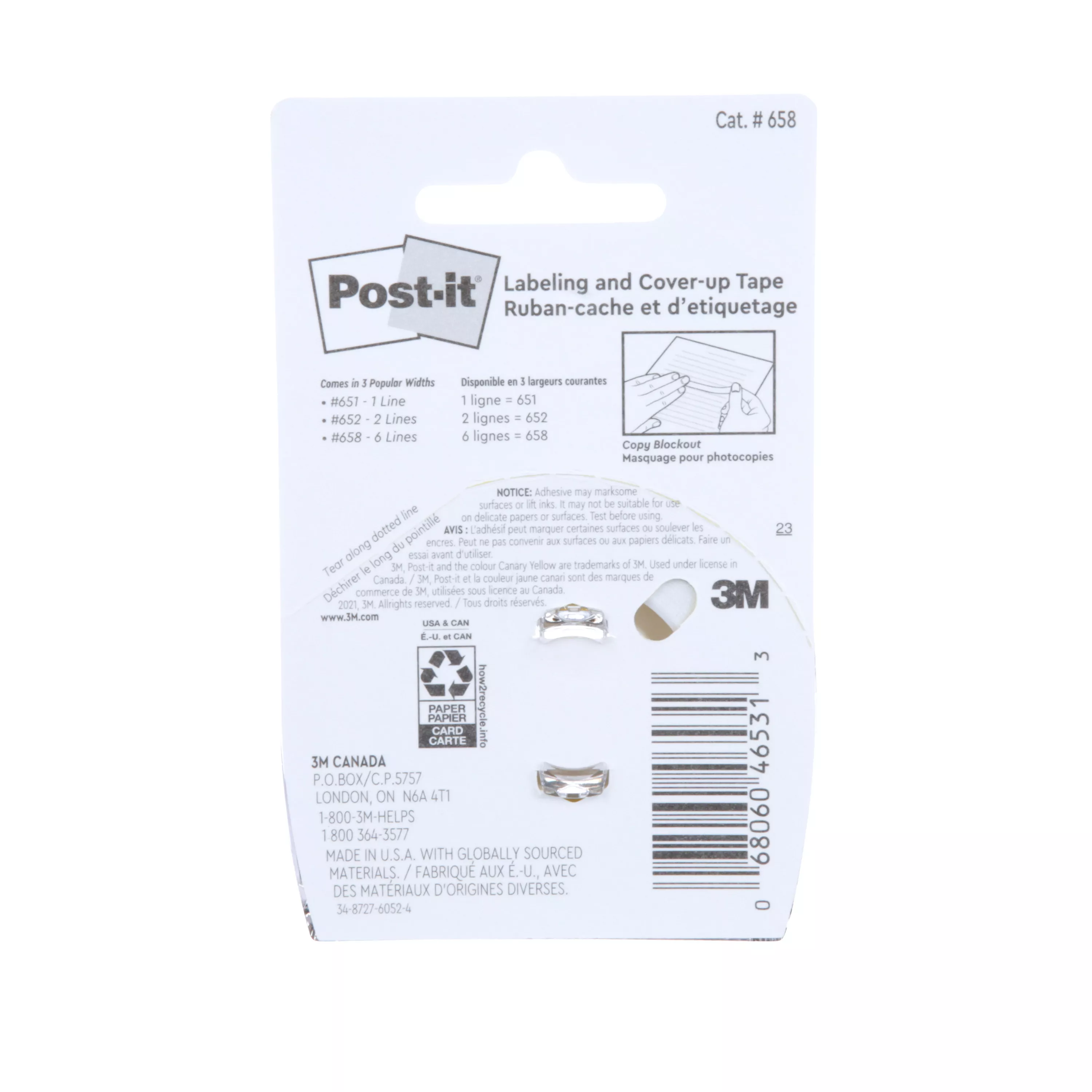 Product Number 658 | Post-it® Labeling and Cover-up Tape 658