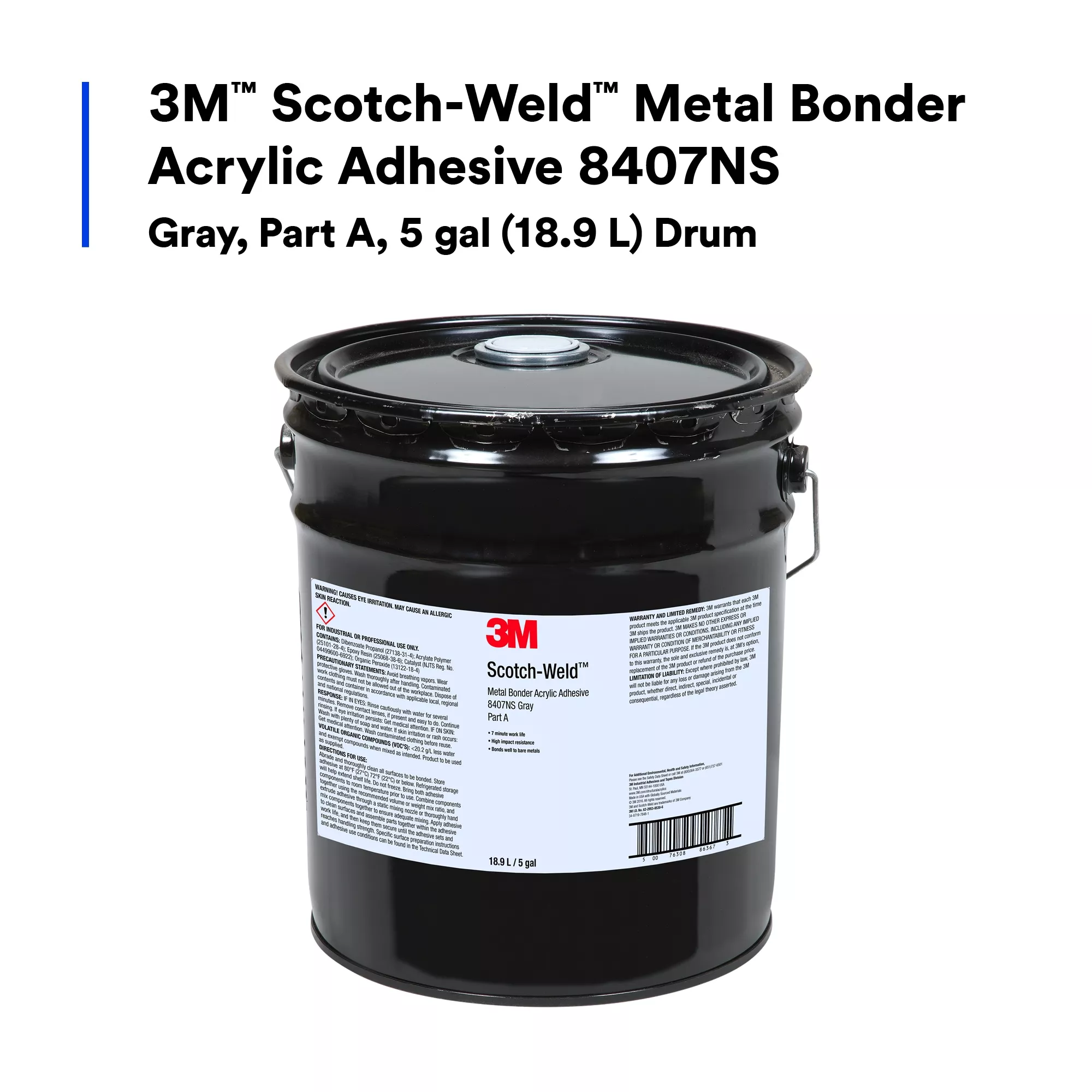 SKU 7100179442 | 3M™ Scotch-Weld™ Metal Bonder Acrylic Adhesive 8407NS