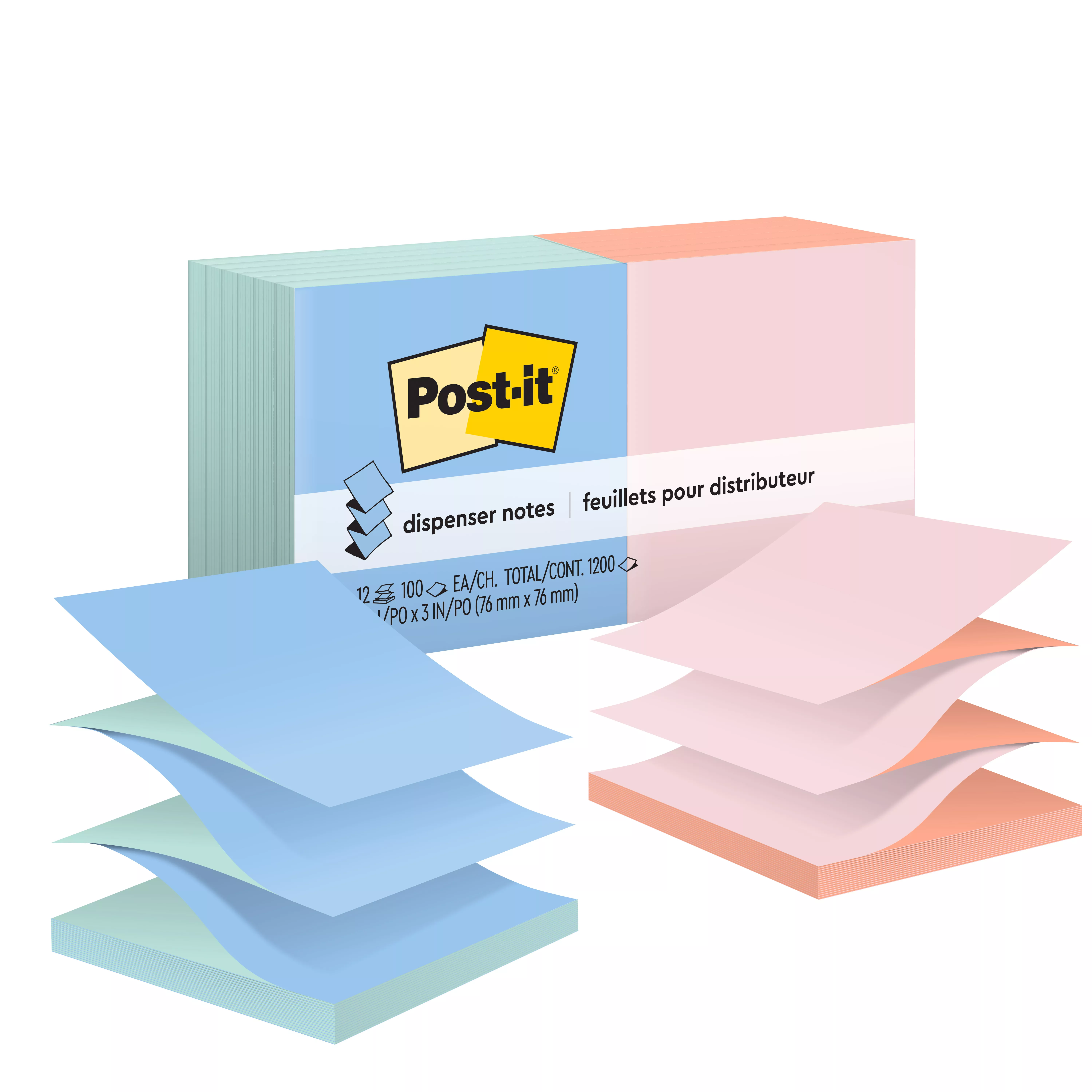 Post-it® Dispenser Pop-up Notes R330-U-ALT, 3 in x 3 in (76 mm x 76 mm), Ultra Colors, Alternating Colors in Pads