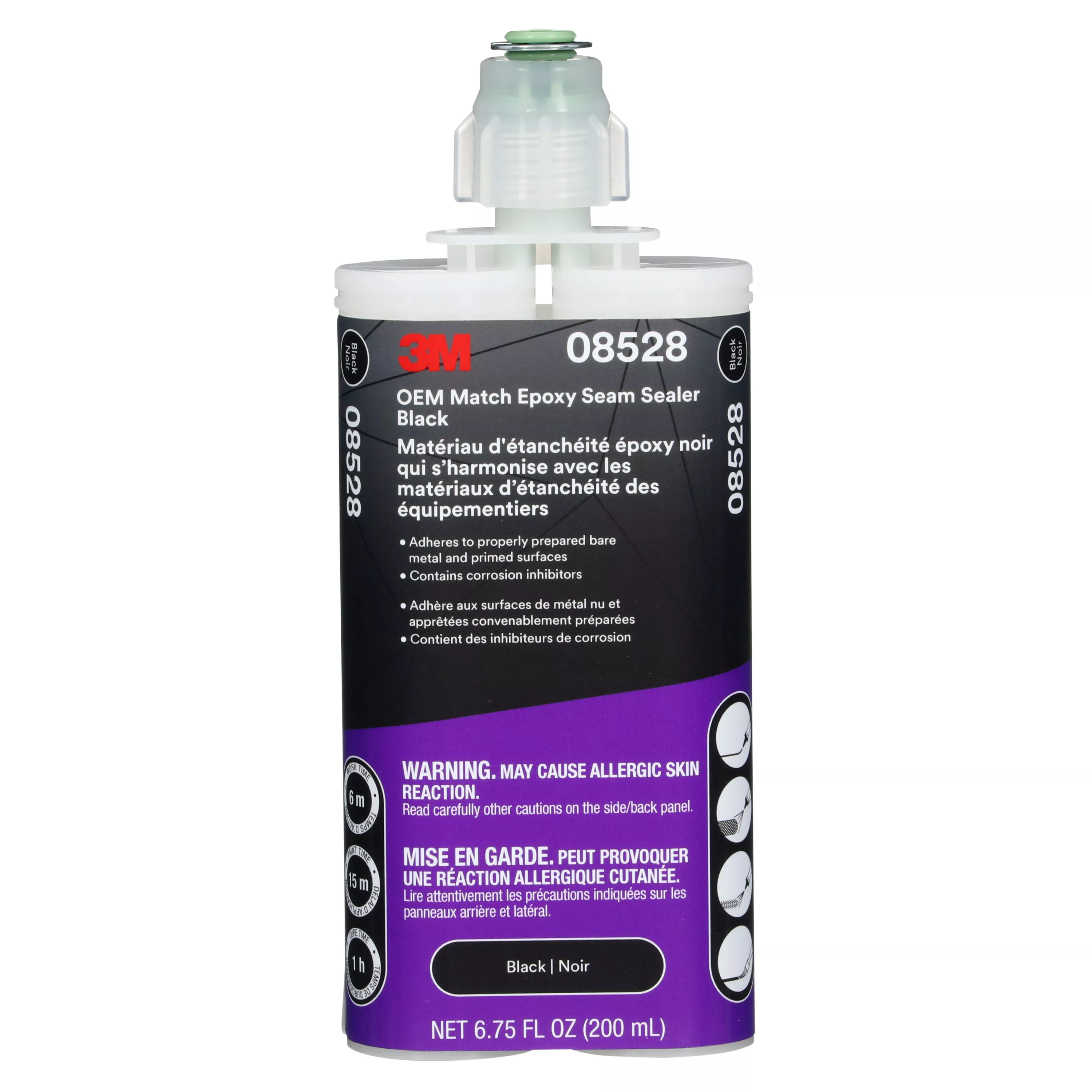 3M™ OEM Match Epoxy Seam Sealer 08528, Black, 200 ml Cartridge, 6/Case