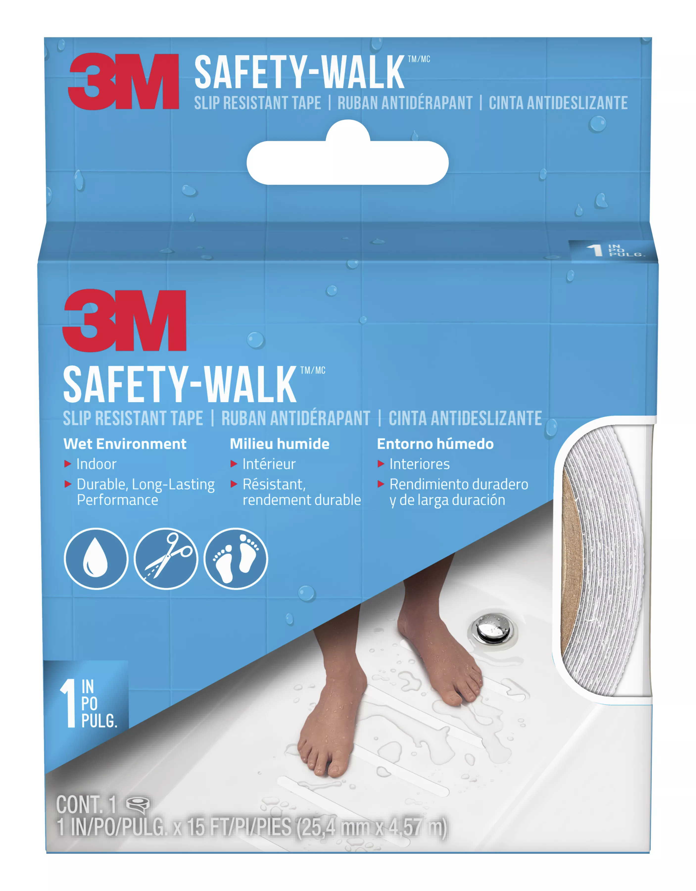 3M™ Safety-Walk™ Slip Resistant Tape 280W-R1X180, 1 in x 15 ft, White