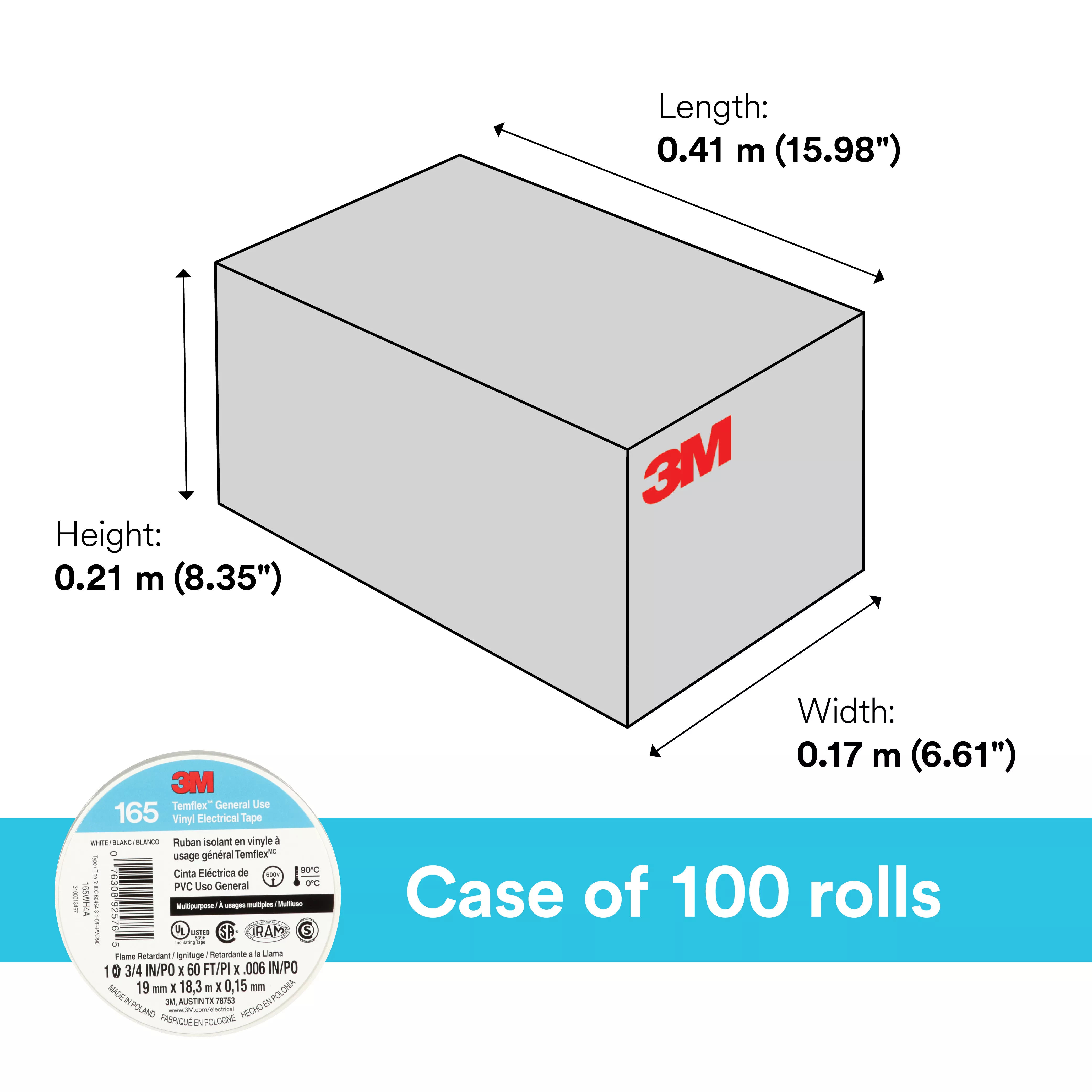 SKU 7100169491 | 3M™ Temflex™ Vinyl Electrical Tape 165