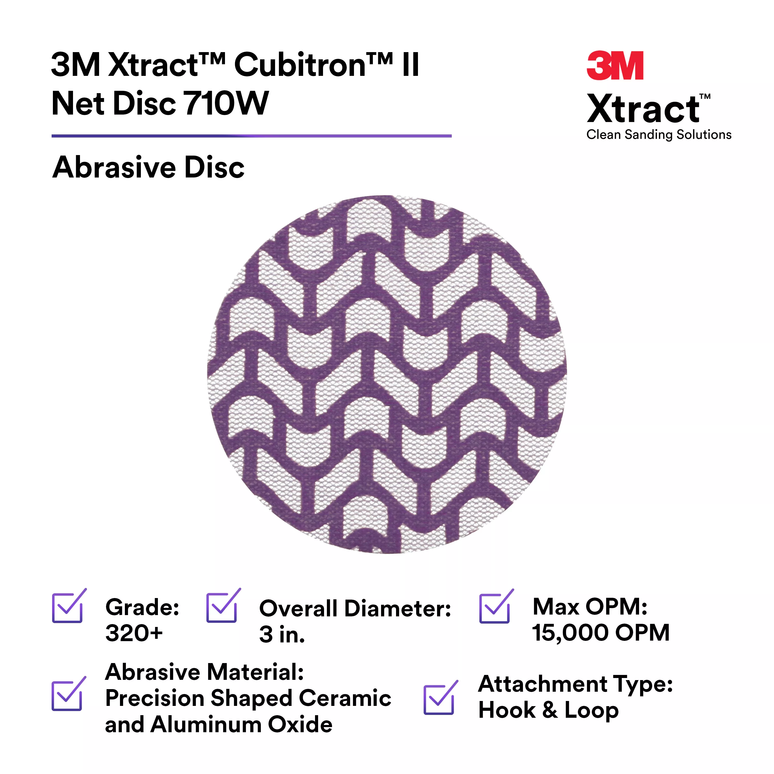 SKU 7100287540 | 3M Xtract™ Cubitron™ II Net Disc 710W