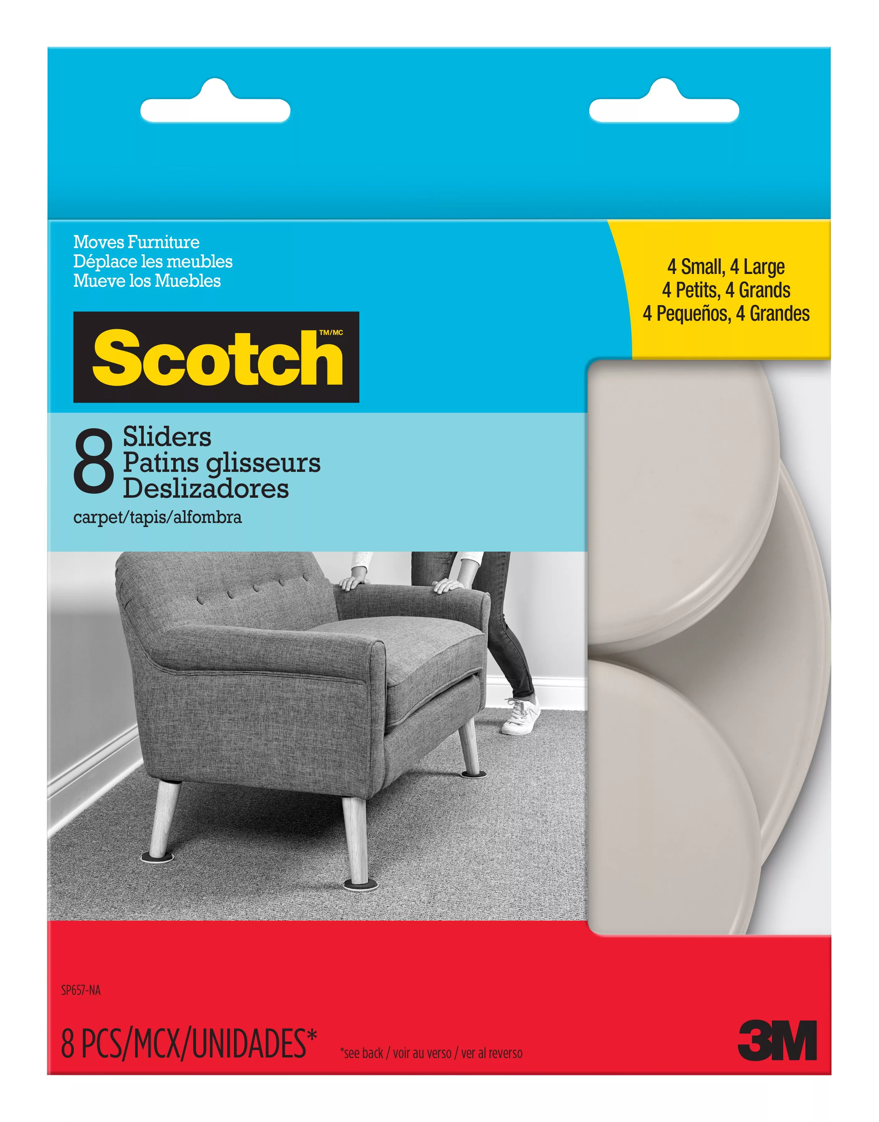 Scotch™ Sliders SP657-NA, Reusable Hard, 3.5-in & 7in 8/pk