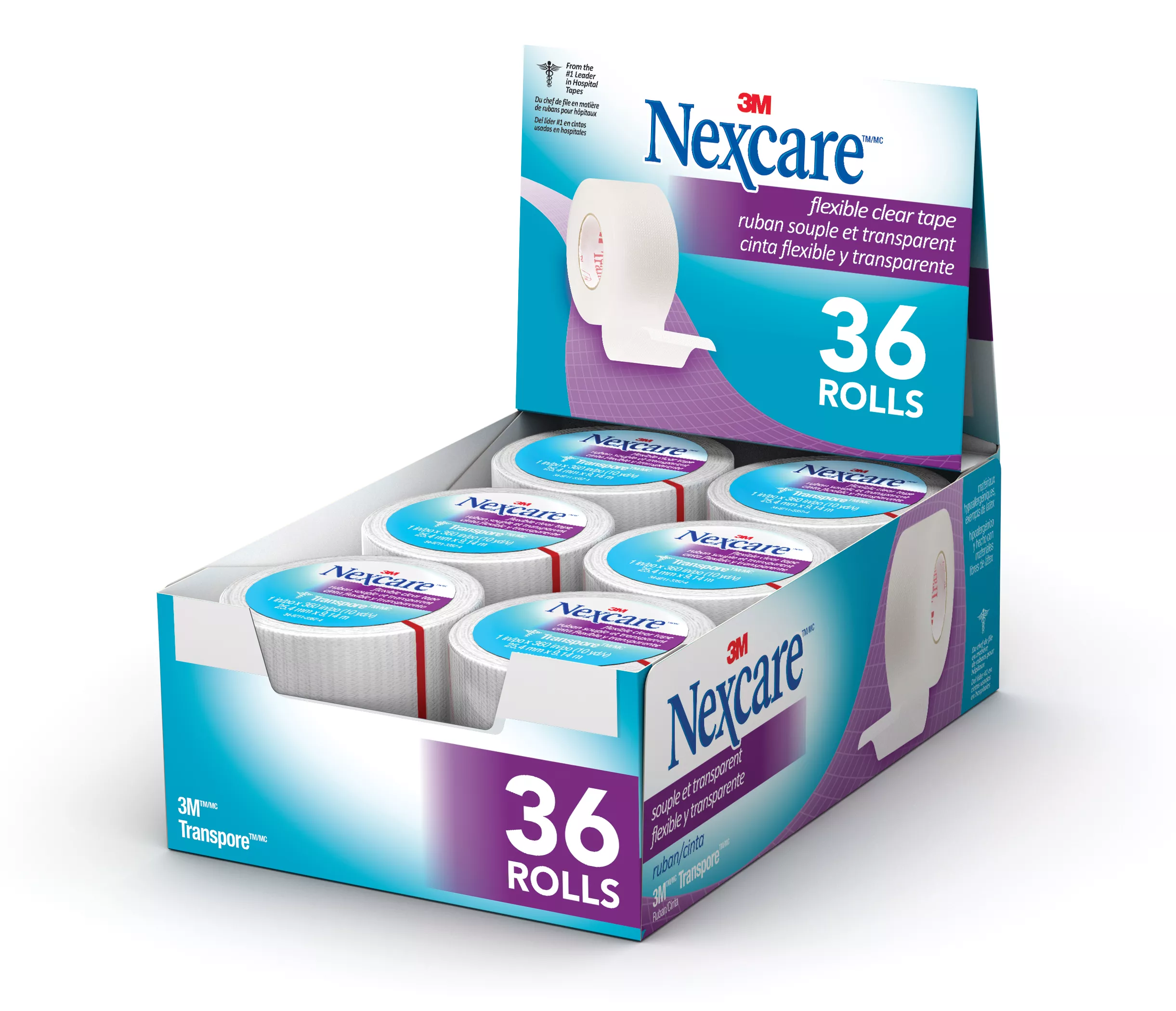 Nexcare™ Transpore™ Clear First Aid Tape, 527-P1, 1 in x 10 yds, Wrapped