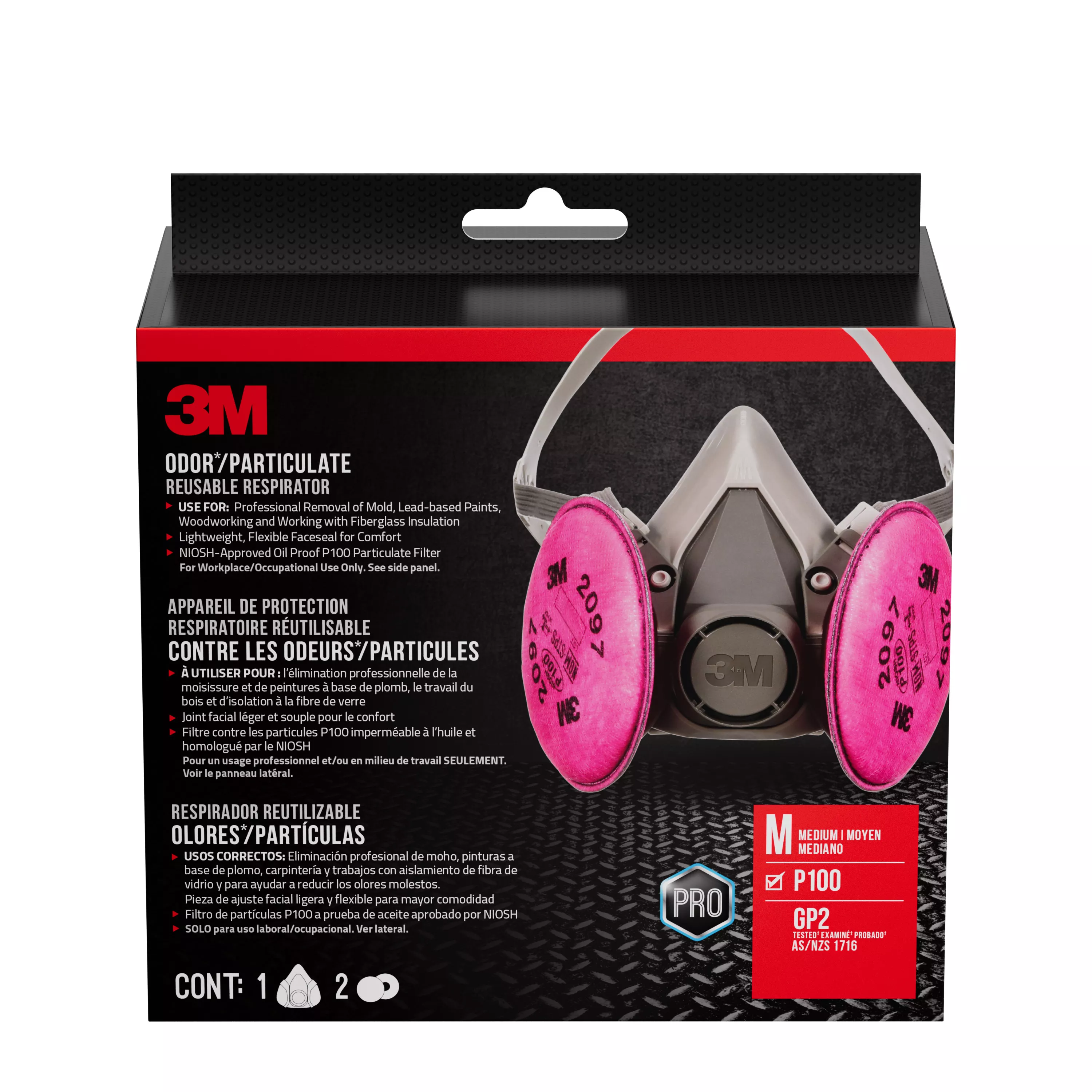 3M™ Performance Mold and Lead Paint Removal Respirator P100, 6297P1-C-M,
Size Medium, 1 each/pack, 2 packs/case