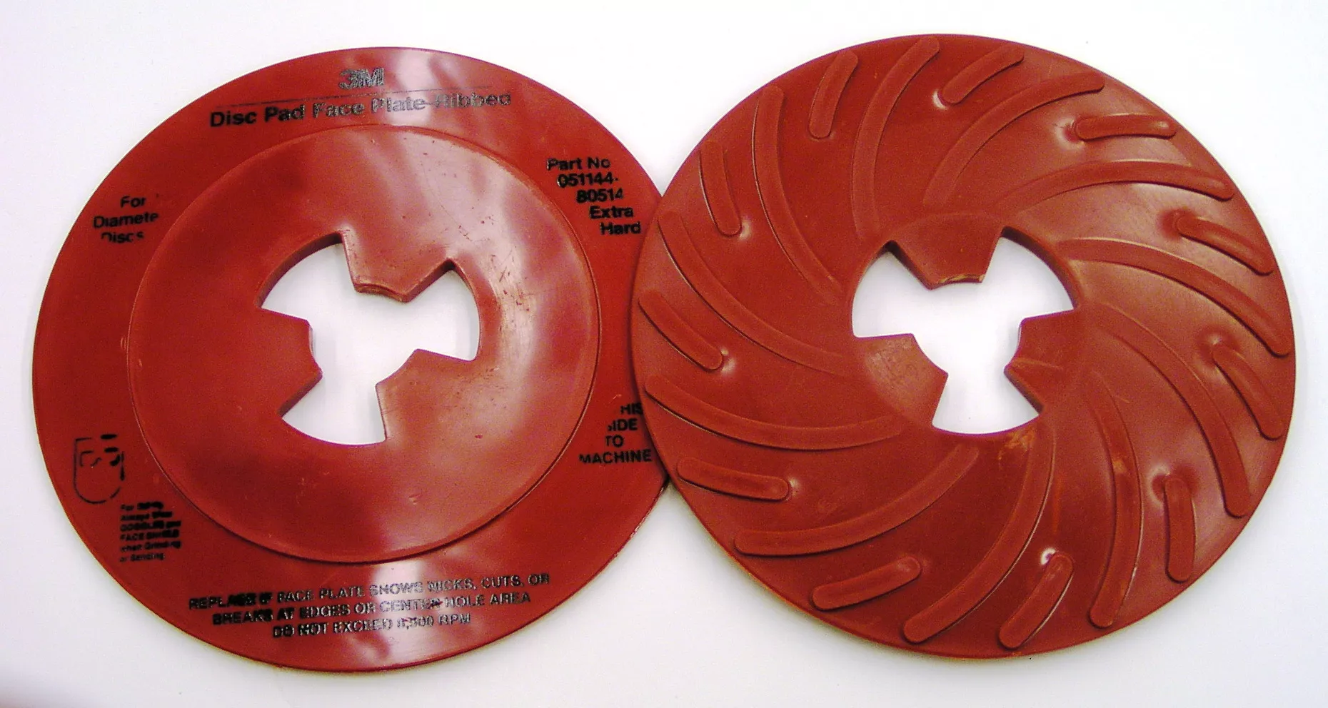 3M™ Disc Pad Face Plate Ribbed 80514, 7 in Extra Hard Red, 10 ea/Case