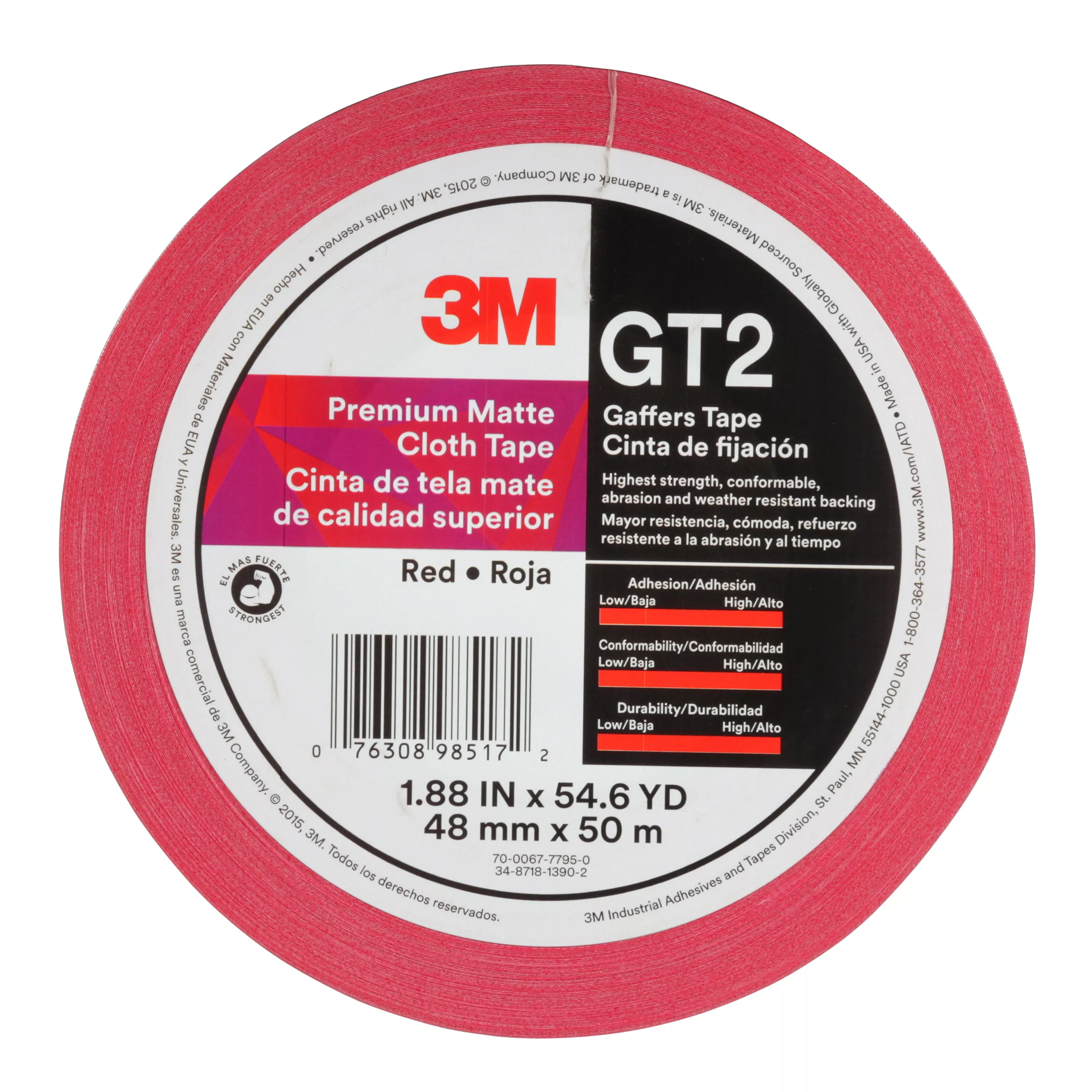 SKU 7010375516 | 3M™ Premium Matte Cloth (Gaffers) Tape GT2