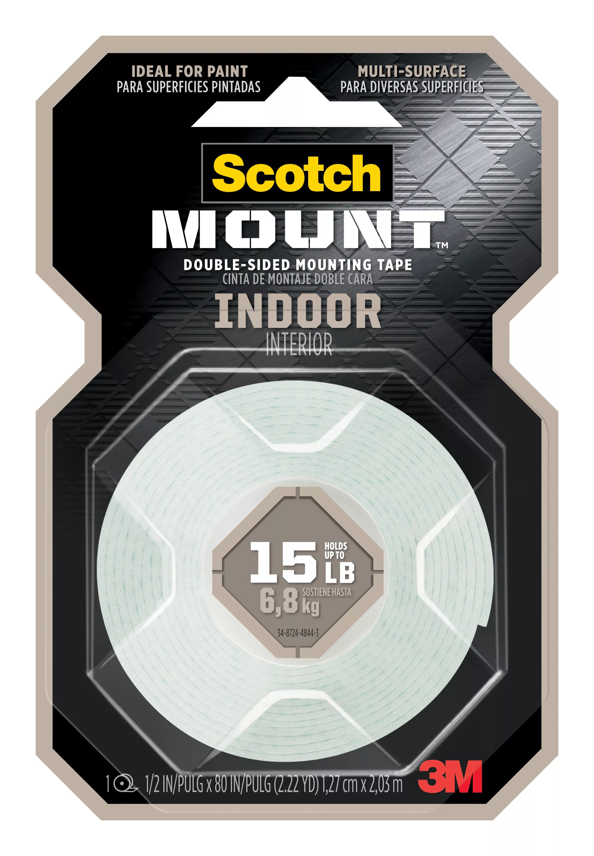 Scotch-Mount™ Indoor Double-Sided Mounting Tape 110H-DC, 1/2 in x 80 in