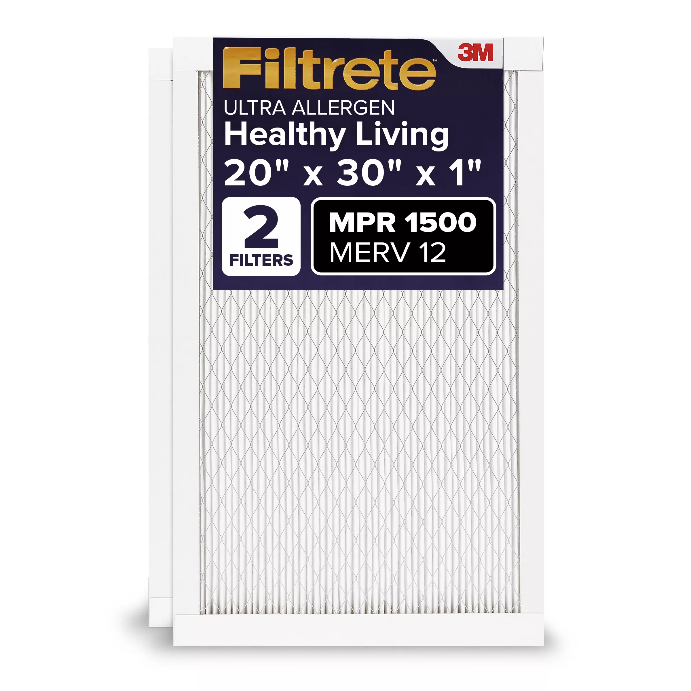Filtrete™ Ultra Allergen Reduction Filter UR22-2PK-1E, 20 in x 30 in x 1 in (50.8 cm x 76.2 cm x 2.5 cm)