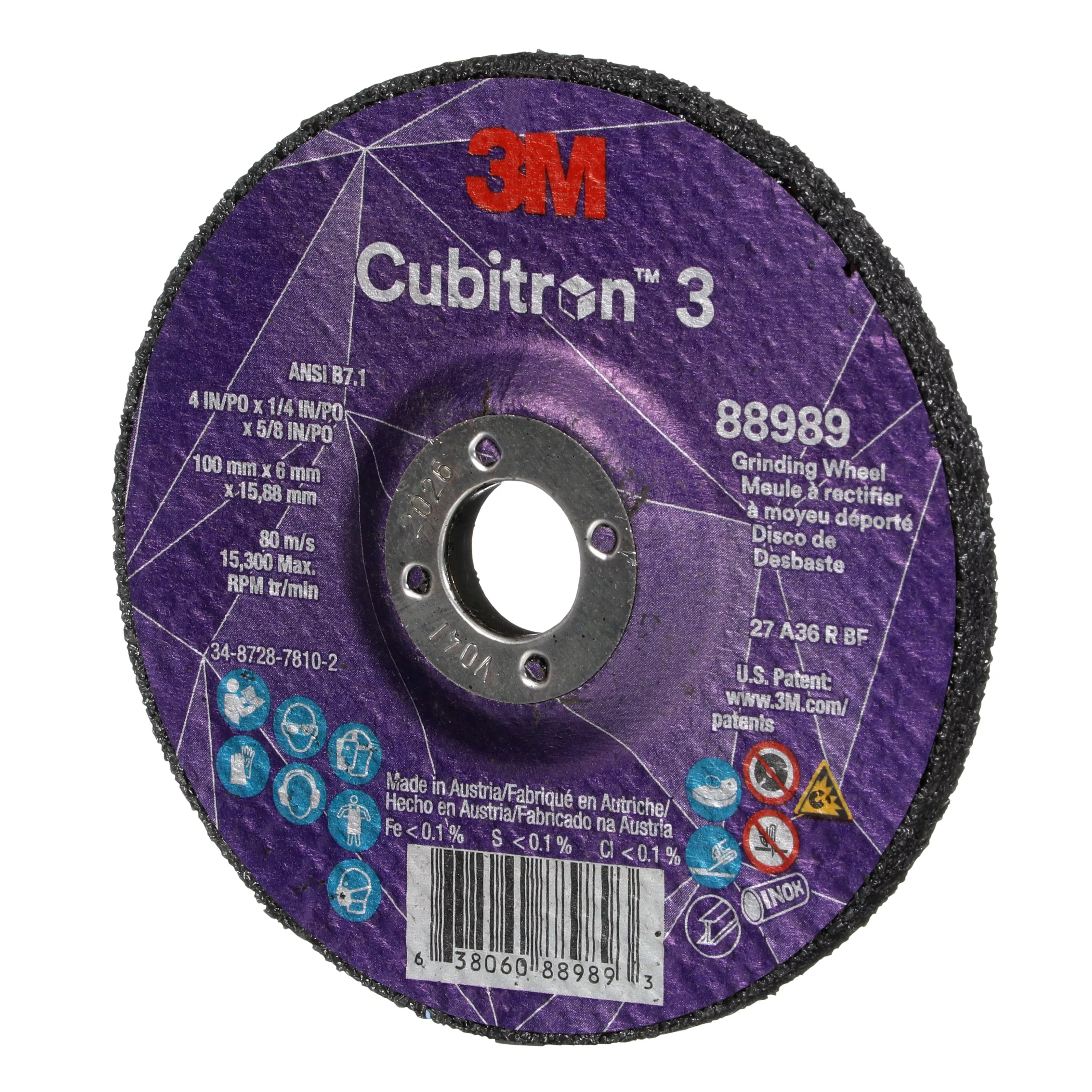 SKU 7100303964 | 3M™ Cubitron™ 3 Depressed Center Grinding Wheel