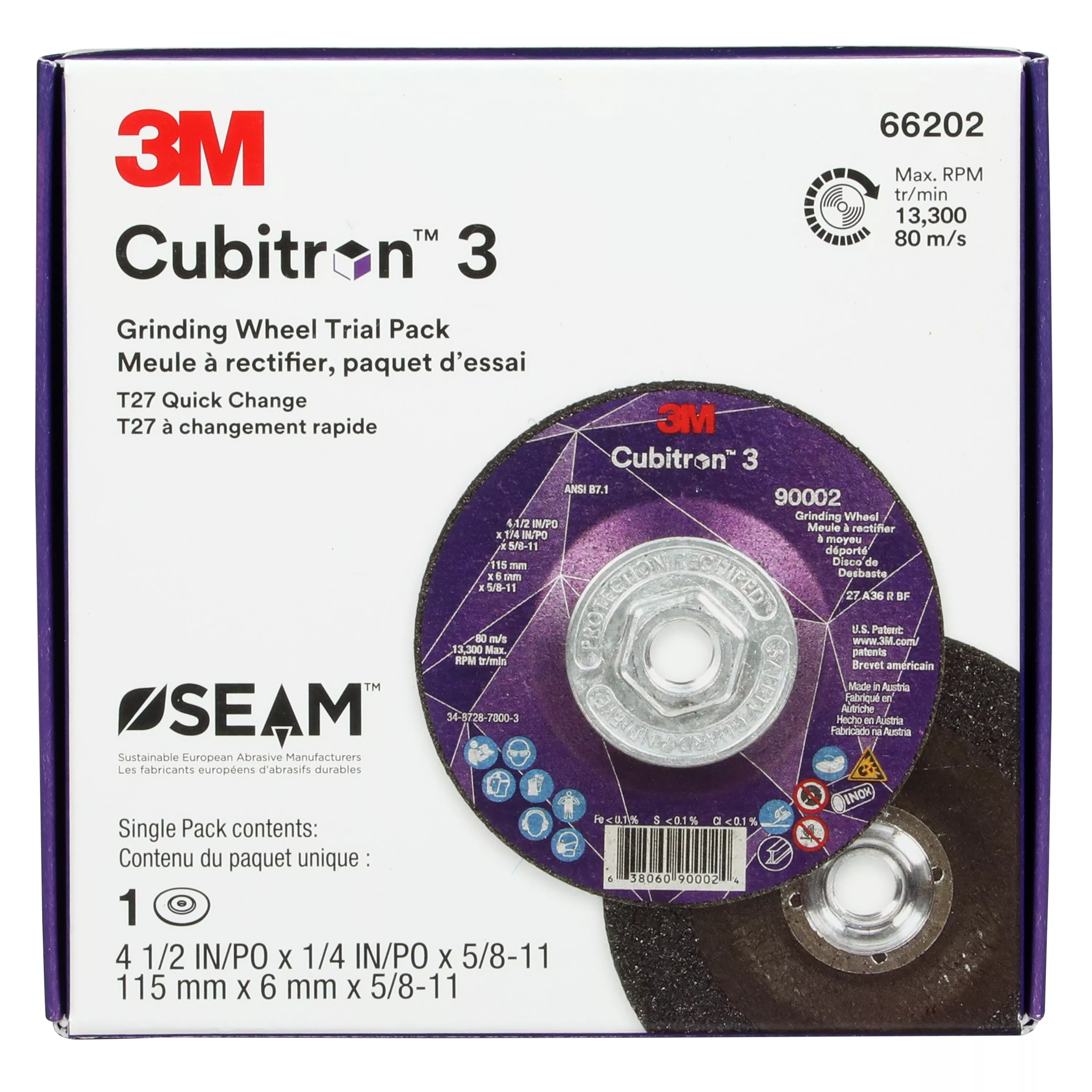 SKU 7100316886 | 3M™ Cubitron™ 3 Depressed Center Grinding Wheel