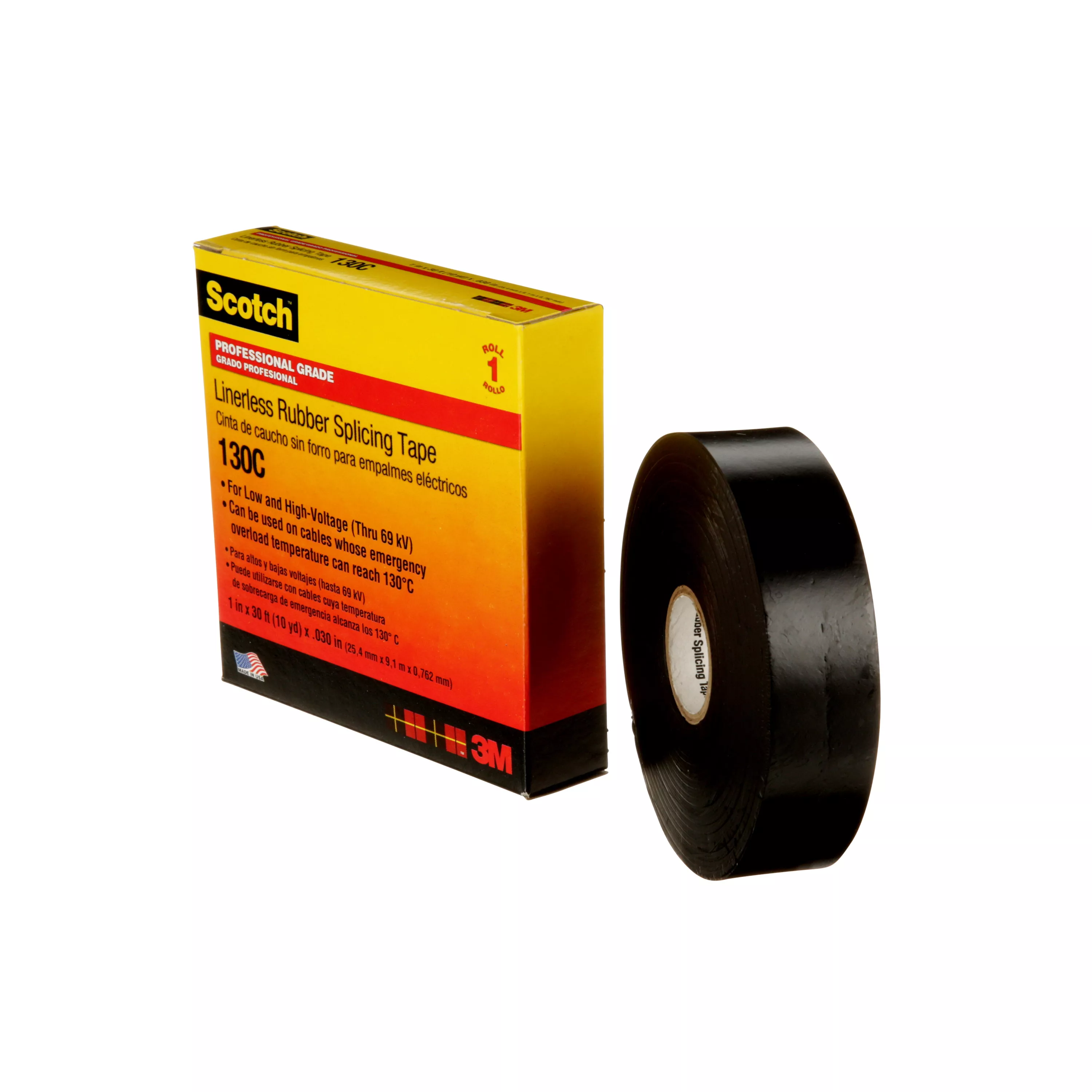 Product Number 130C-1X30FT | Scotch® Linerless Rubber Splicing Tape 130C