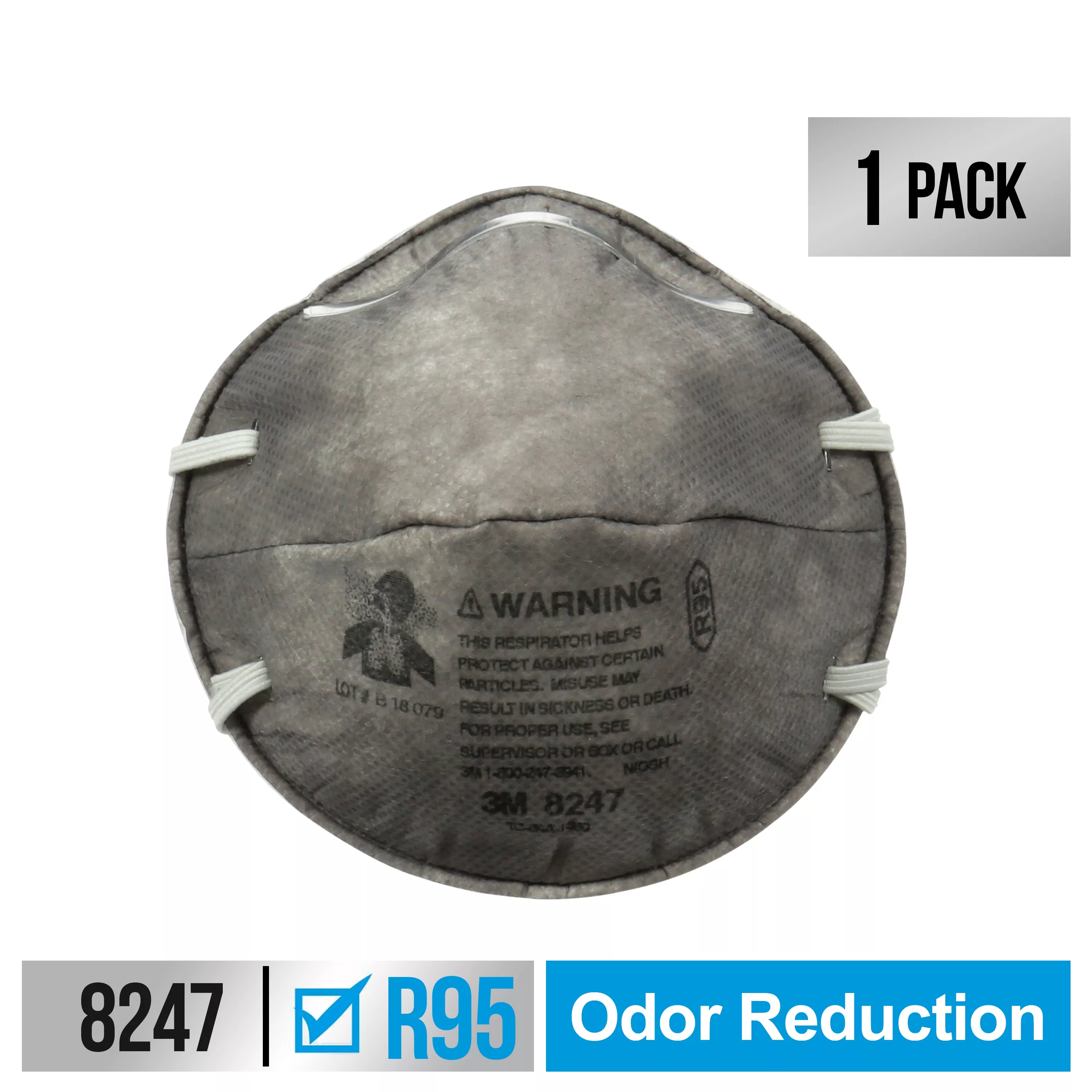 3M™ Paint Odor Respirator, 8247P1-C-WMT, 1 each/pack, 4 packs/case