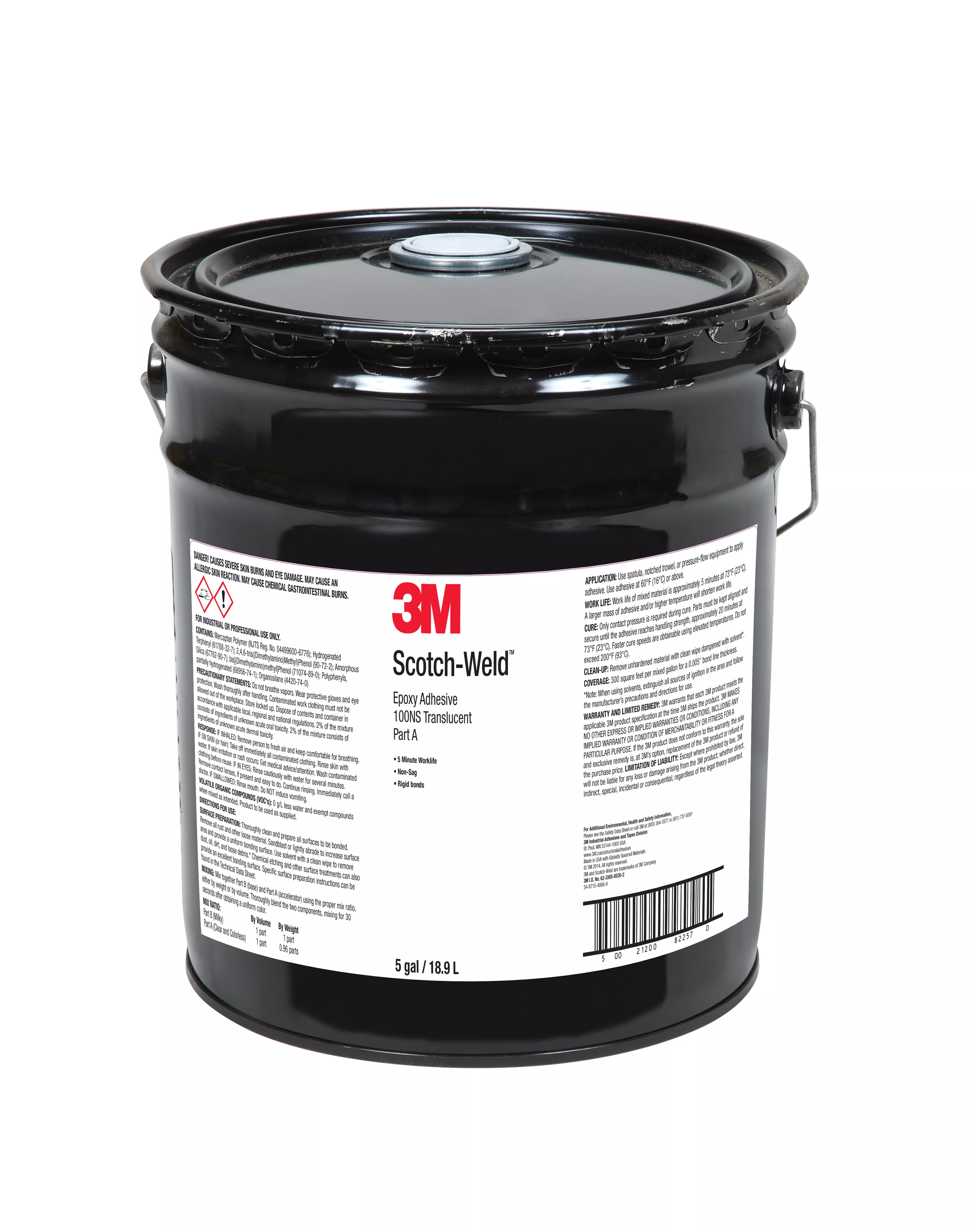 3M™ Scotch-Weld™ Epoxy Adhesive 100NS, Translucent, Part A , 5 Gallon
(Pail), Drum