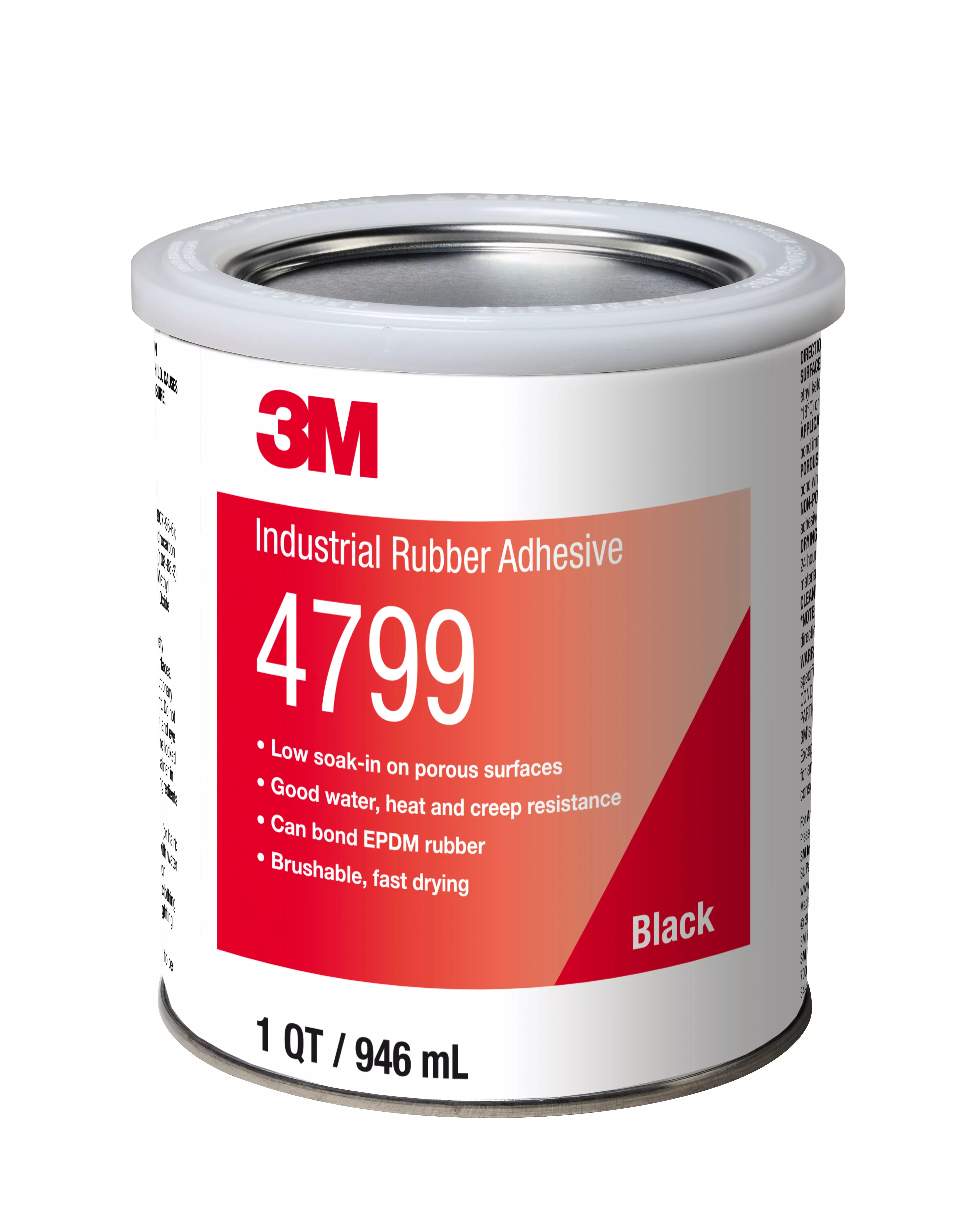 3M™ Industrial Adhesive 4799, Black, 1 Quart, 12 Can/Case