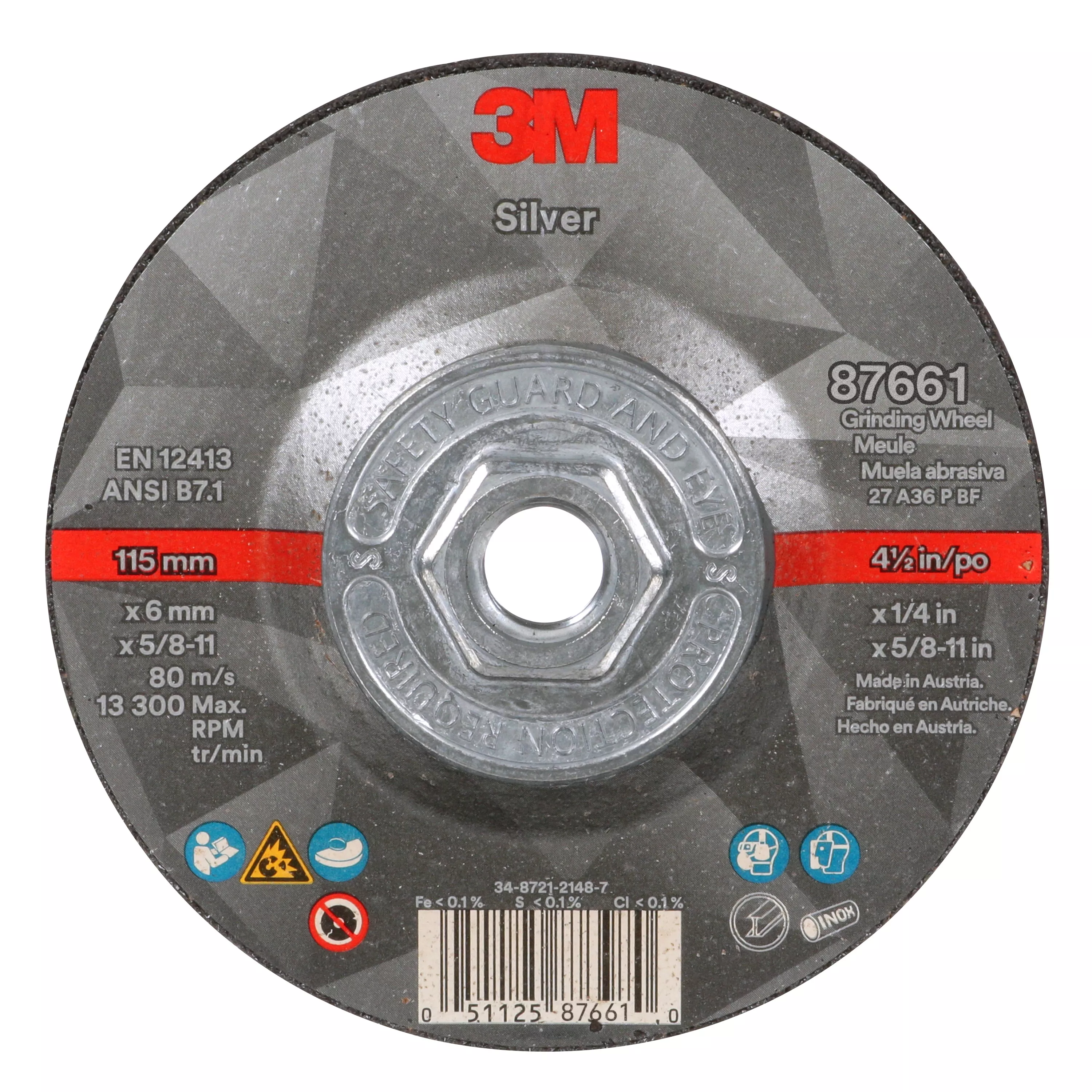 Product Number 87661 | 3M™ Silver Depressed Center Grinding Wheel