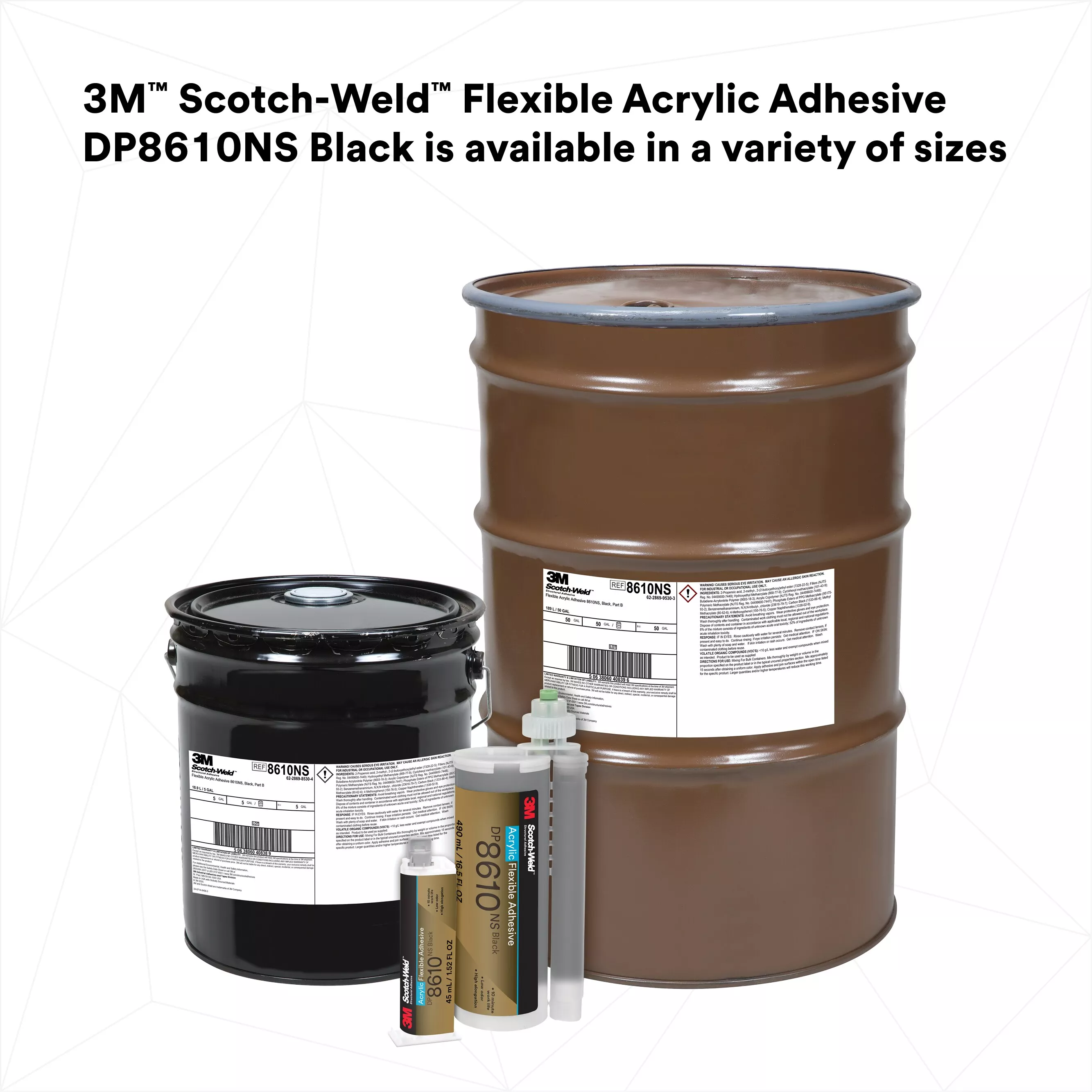 SKU 7100232802 | 3M™ Scotch-Weld™ Flexible Acrylic Adhesive DP8610NS