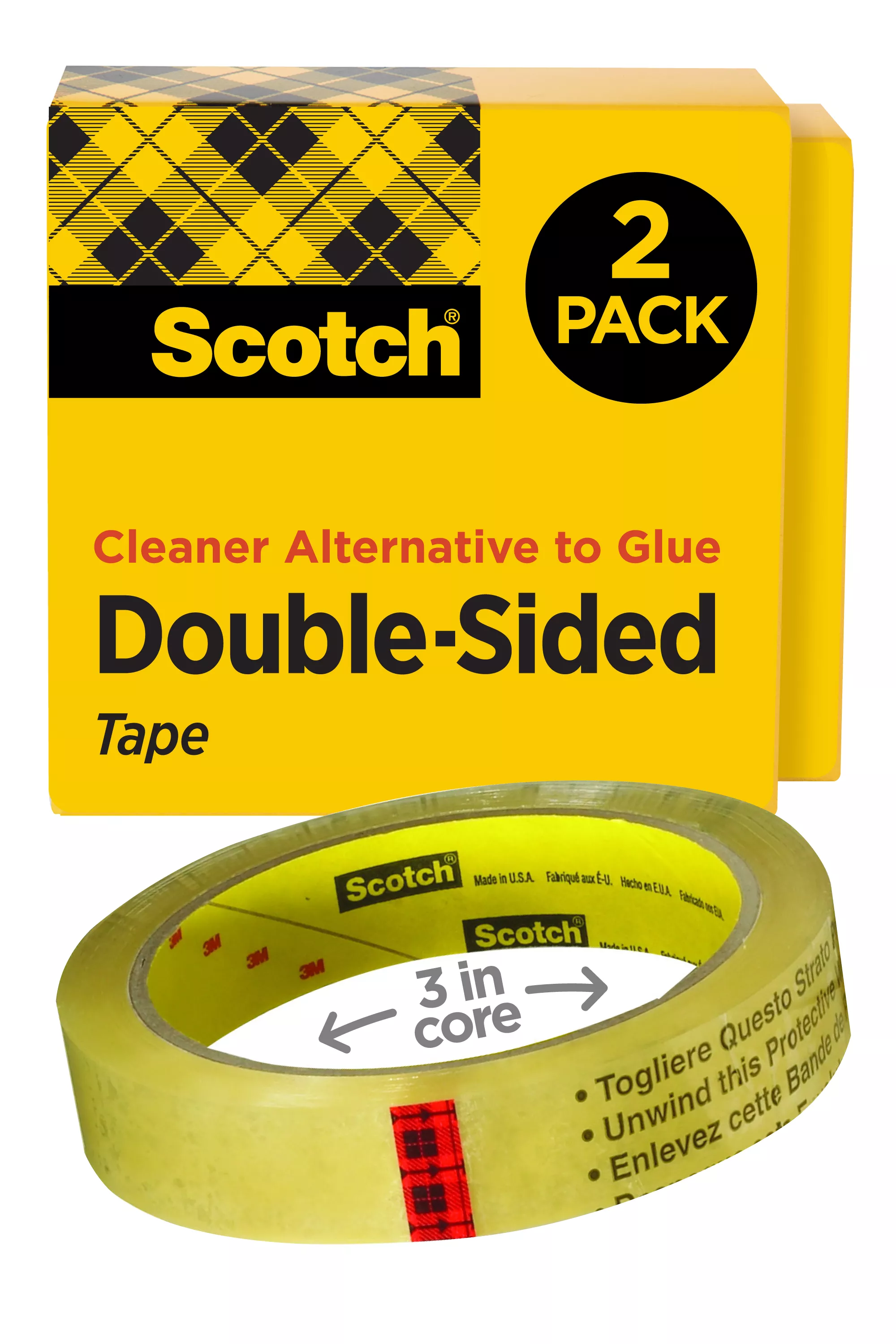 Scotch® Double Sided Tape 665-2P34-36, 3/4 in x 1296 in 2 pk