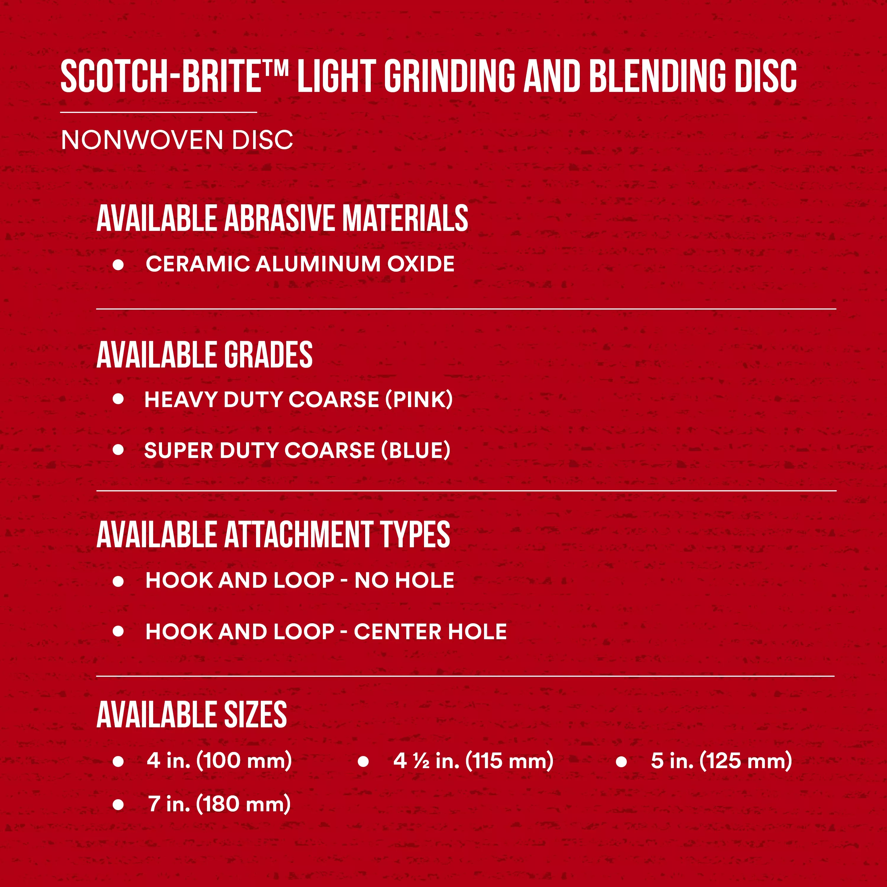 SKU 7000121103 | Scotch-Brite™ Light Grinding and Blending Disc