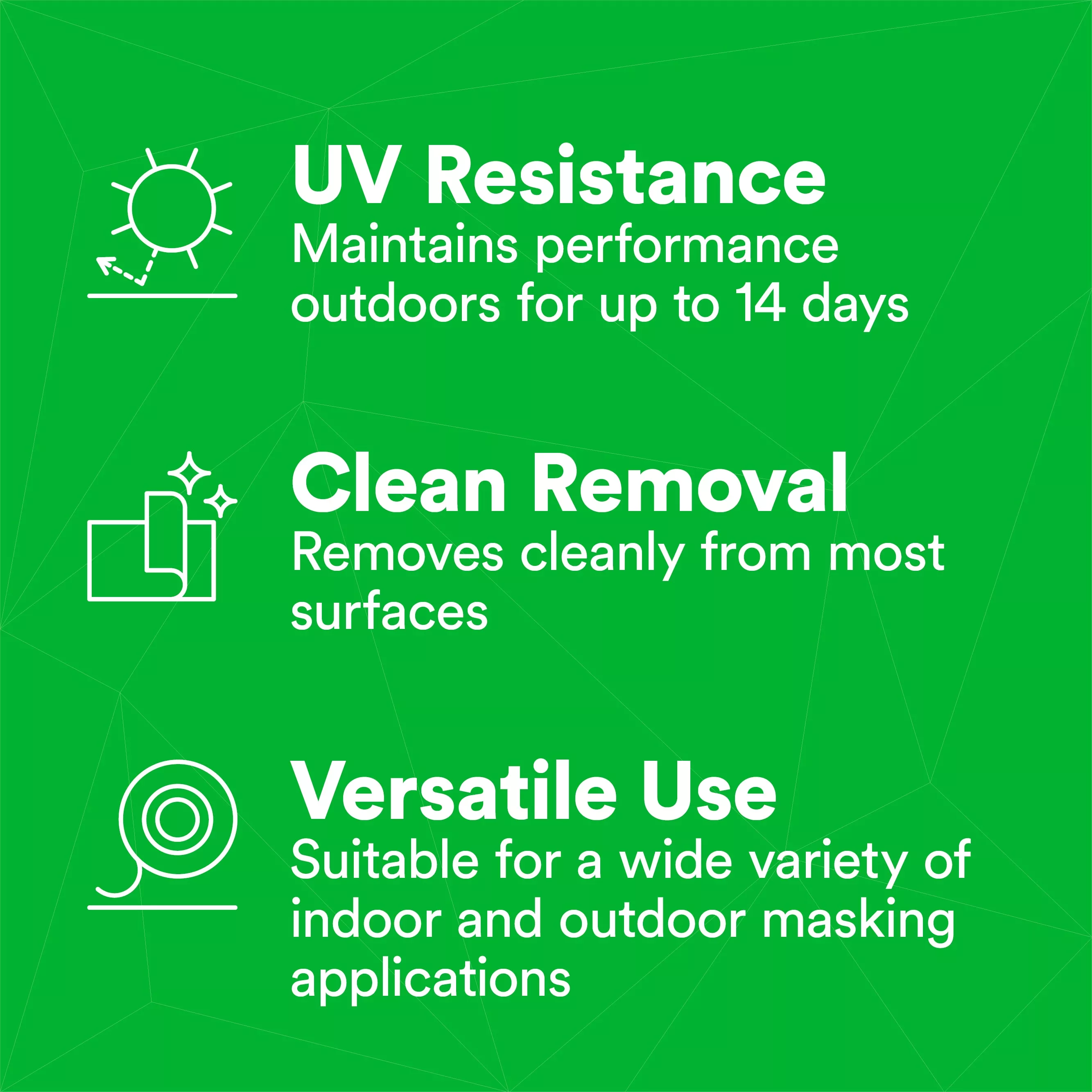 Product Number UVG | 3M™ UV Resistant Green Masking Tape