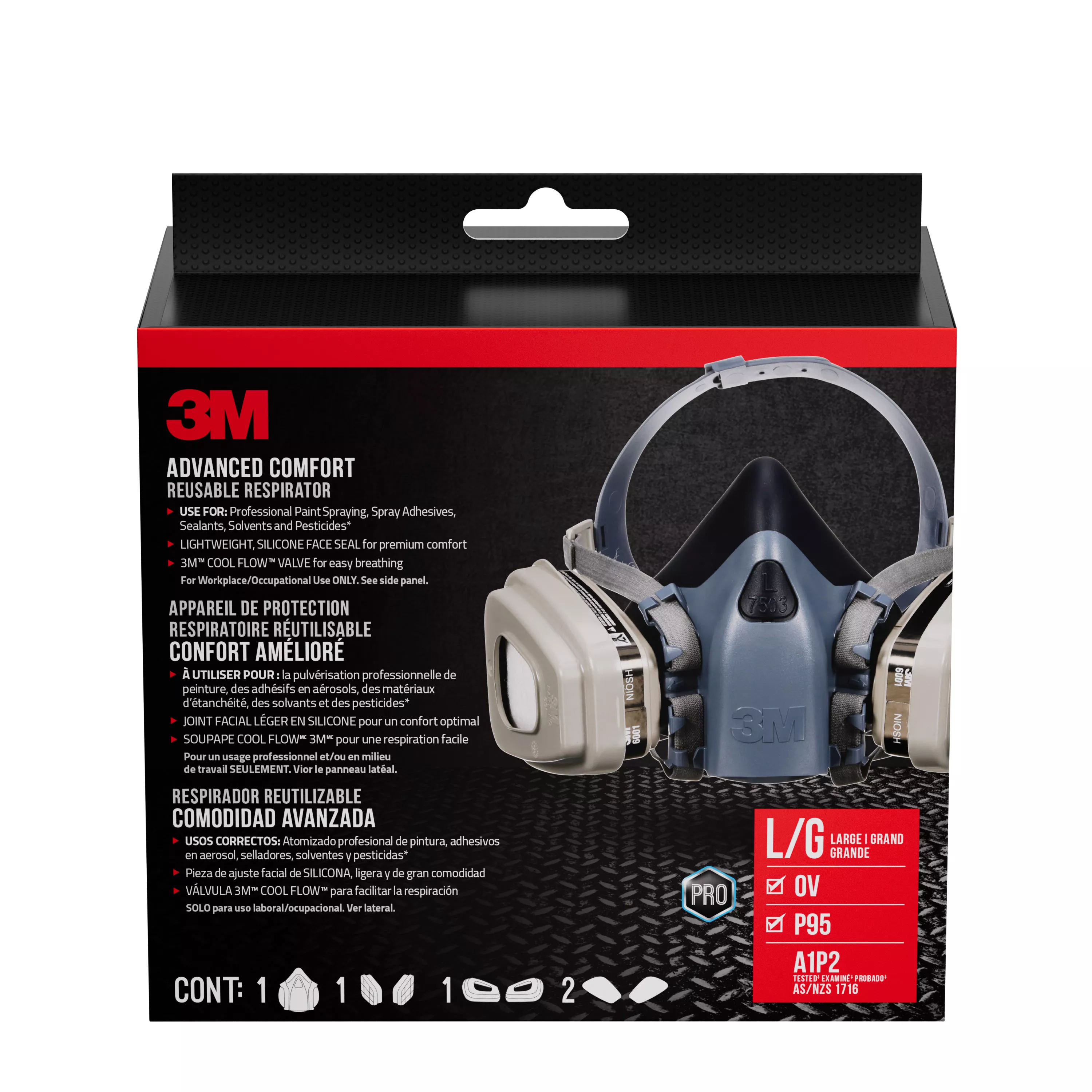 3M™ Professional Paint Respirator 7513PA1-A-PS, Large, 1/pk, 4 pks/cs