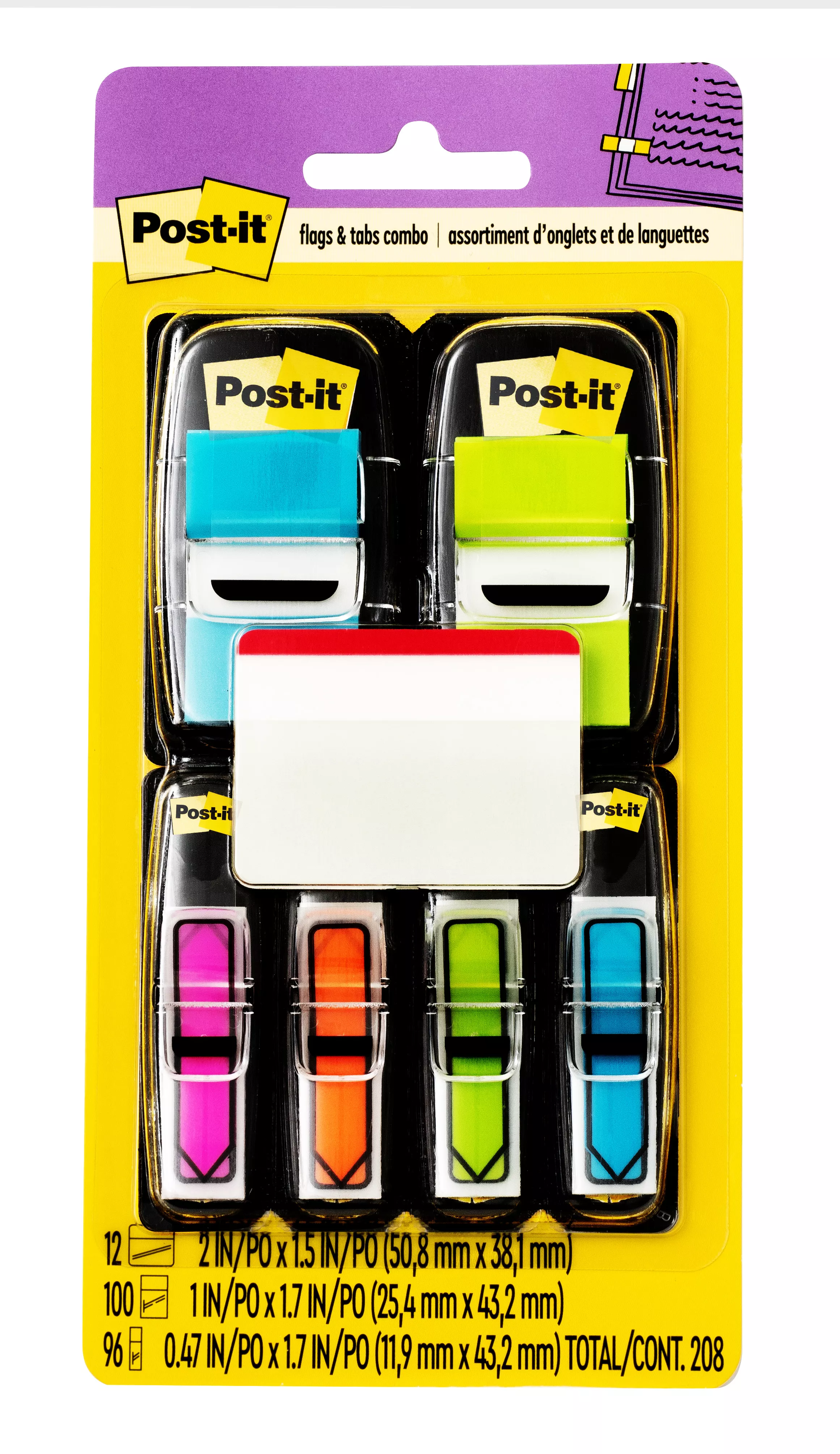 Post-it® Flags 680-BBBGA4VA, 1 in. x 1.7 in. (25,4 mm x 43,2 mm)