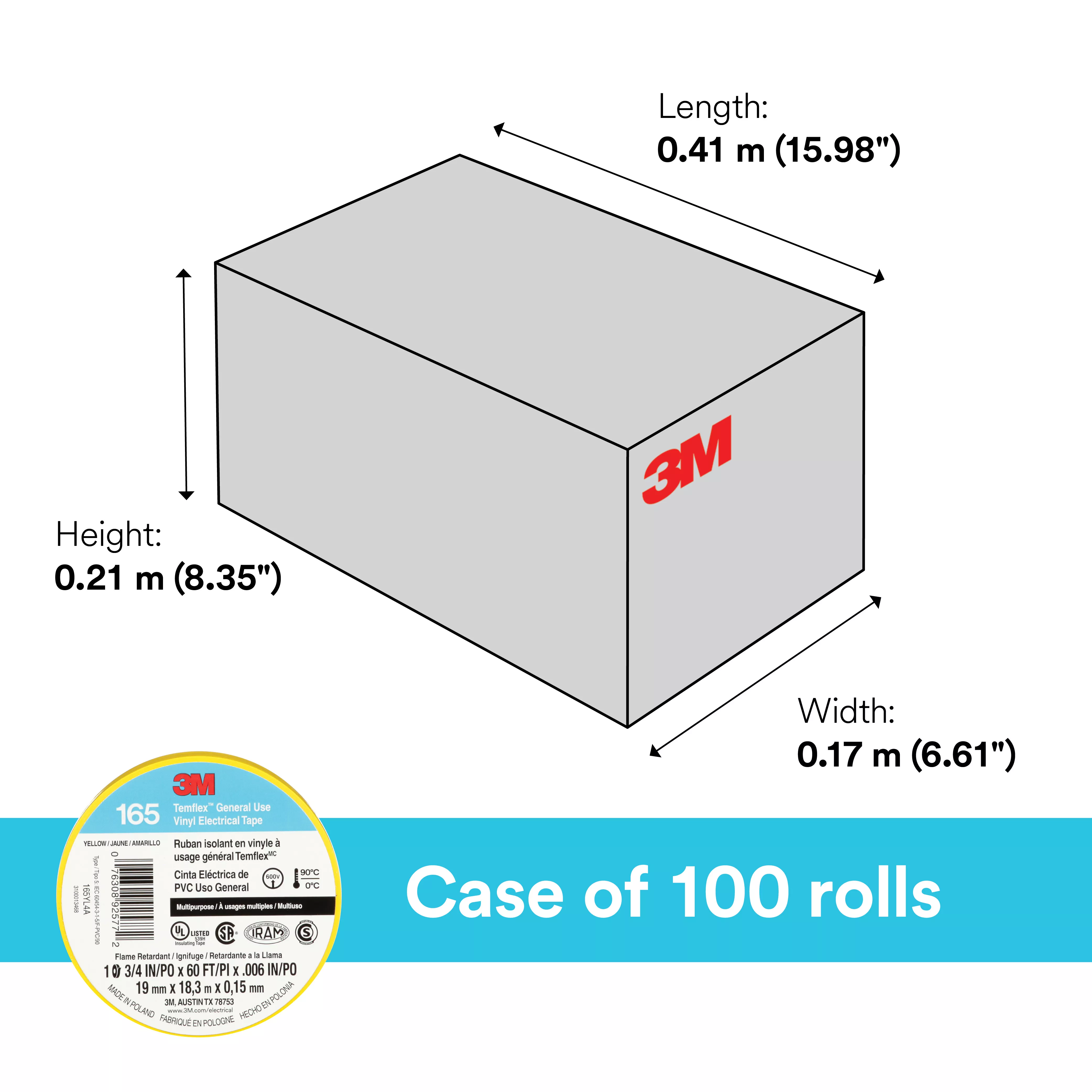 SKU 7100169490 | 3M™ Temflex™ Vinyl Electrical Tape 165