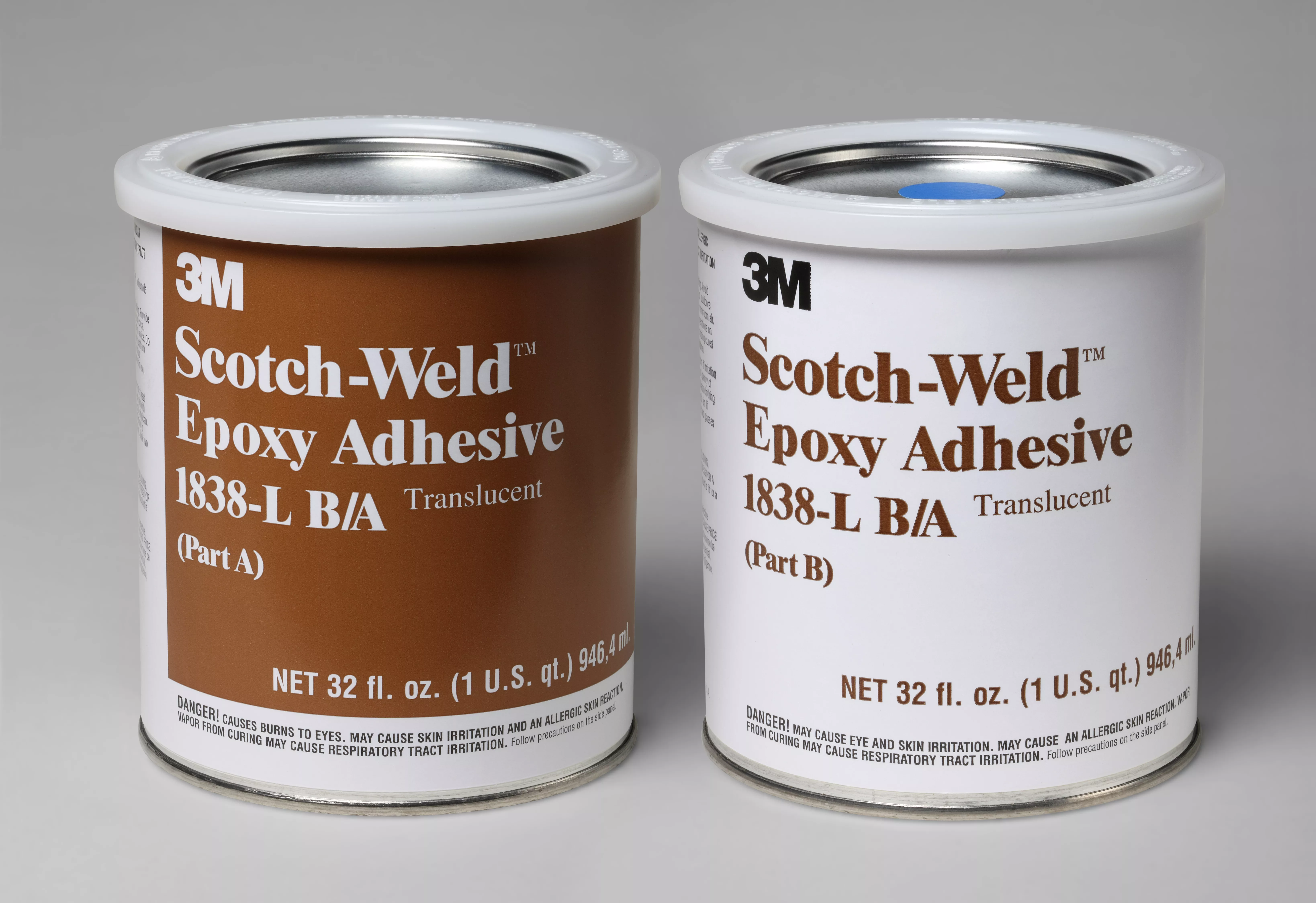 3M™ Scotch-Weld™ Epoxy Adhesive 1838L, Translucent, Part B/A, 2 Quart, 6 Kit/Case