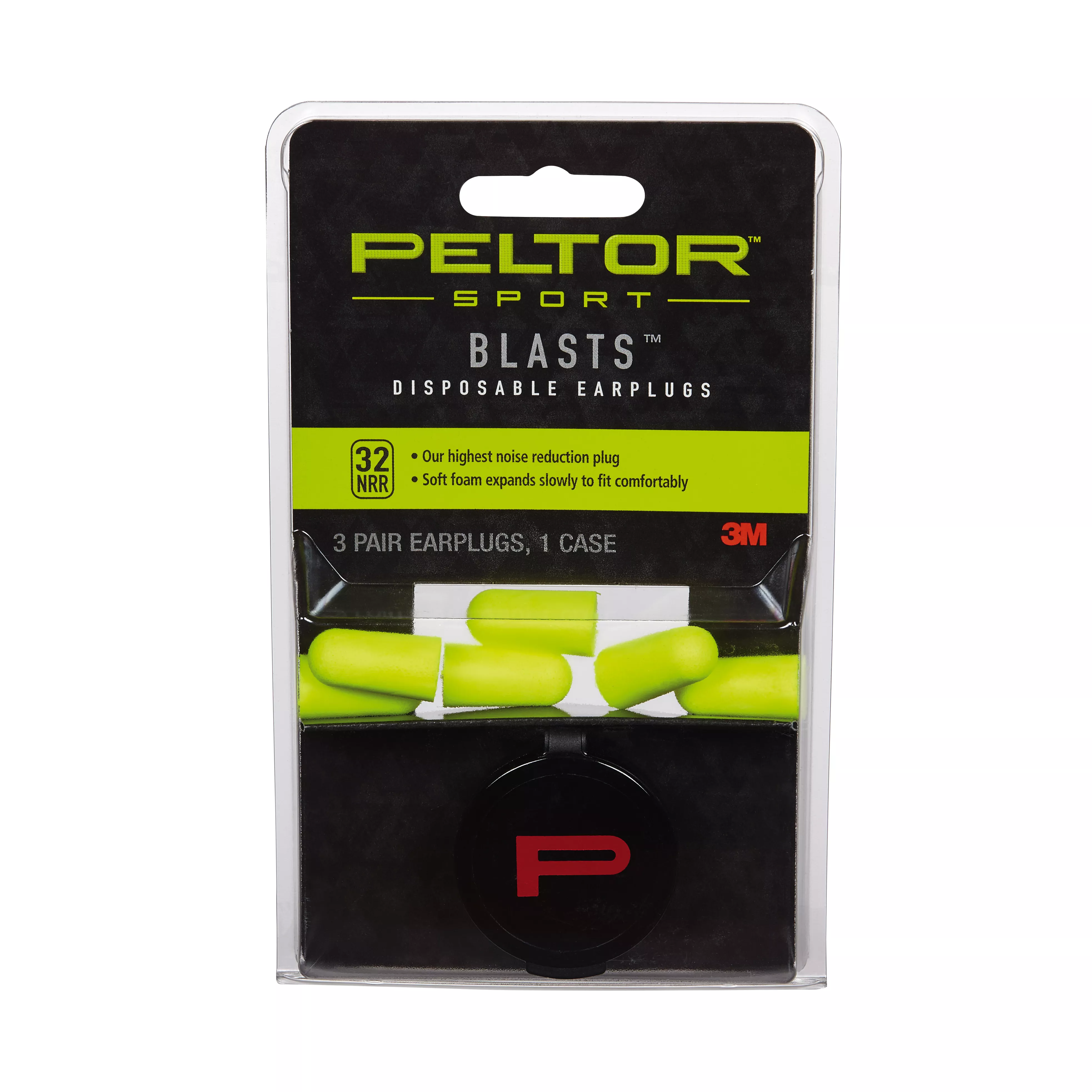 Peltor™ Sport Blasts™ Disposable Earplugs 97080-10C, 3 Pair Pack, Neon Yellow