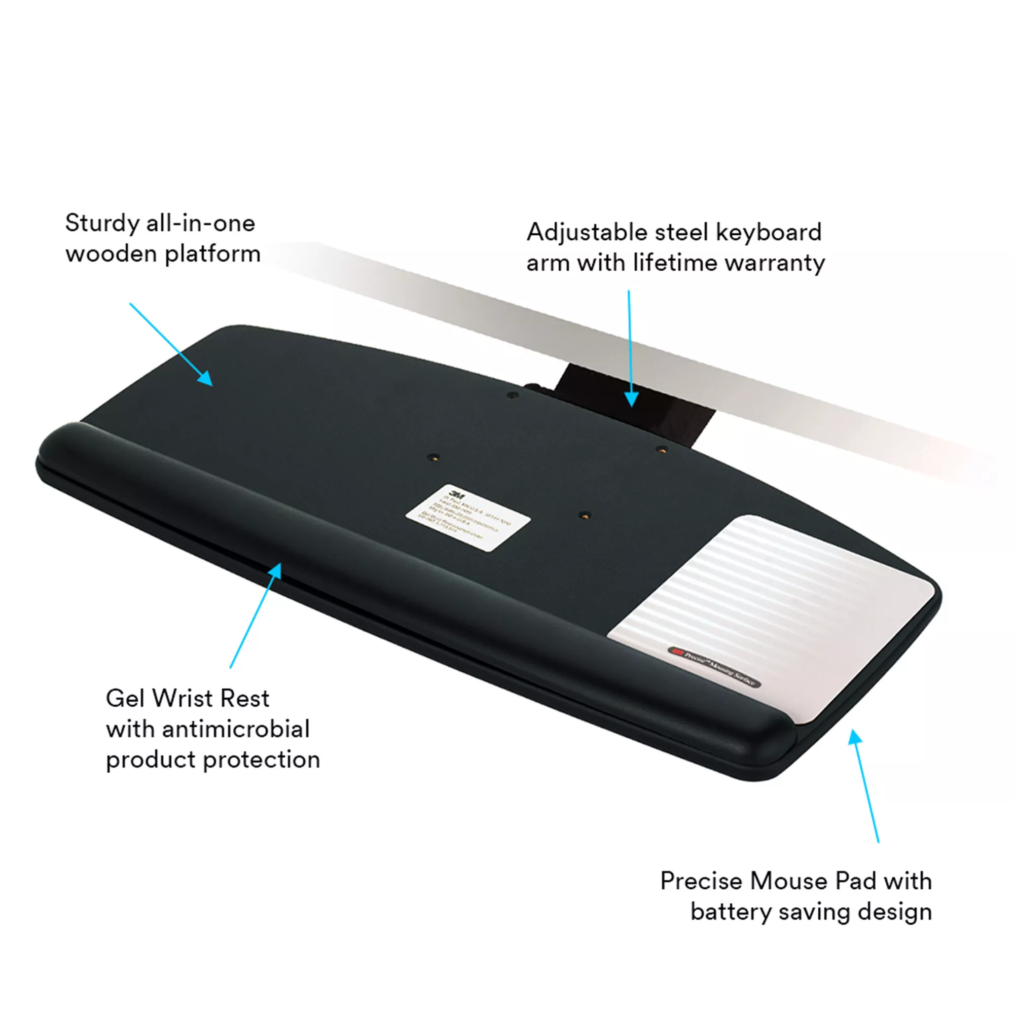 SKU 7100145709 | 3M™ Adjustable Keyboard Tray AKT170LE