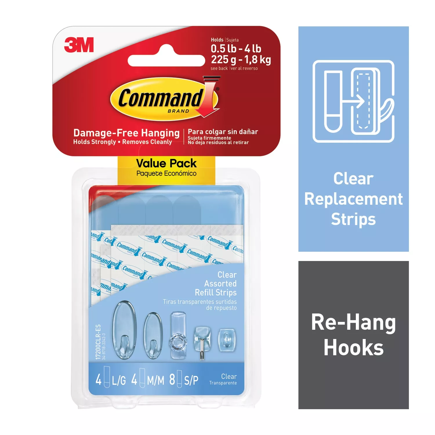 Command™ Clear Assorted Refill Strips 17200CLR-ES