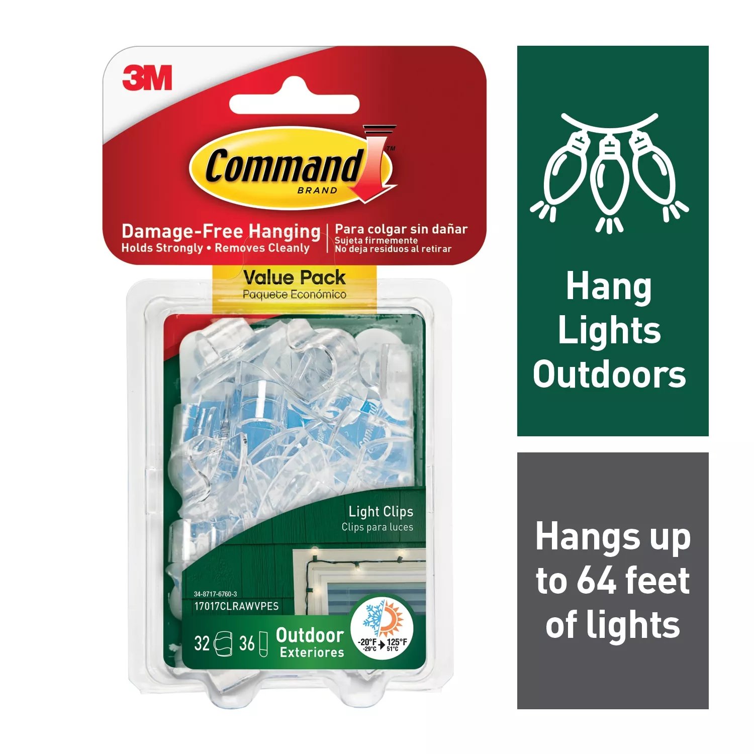 Command™ Outdoor Light Clips Value Pack 17017CLRAWVPES