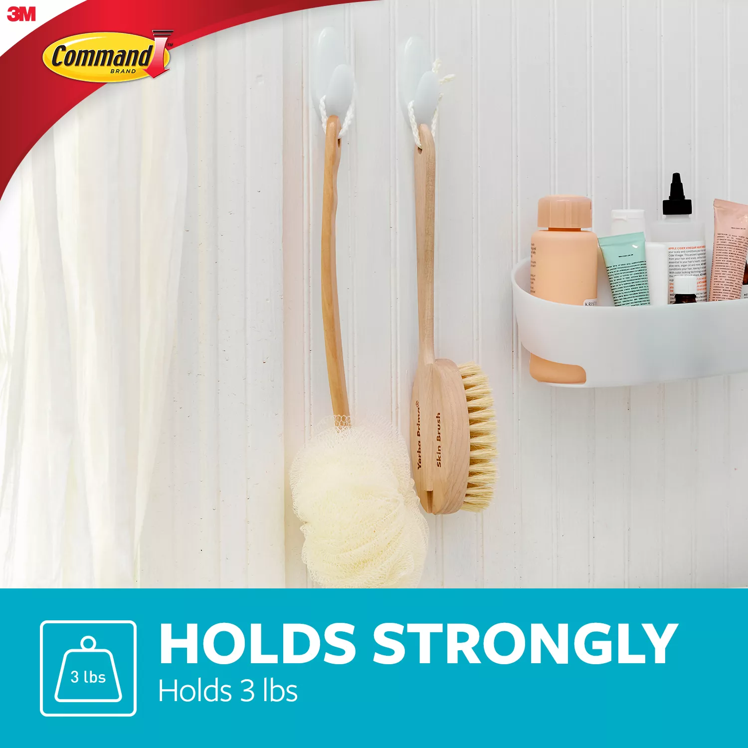 Product Number BATH18 | Command™ Medium Bath Hooks with Water-Resistant Strips BATH18-ES