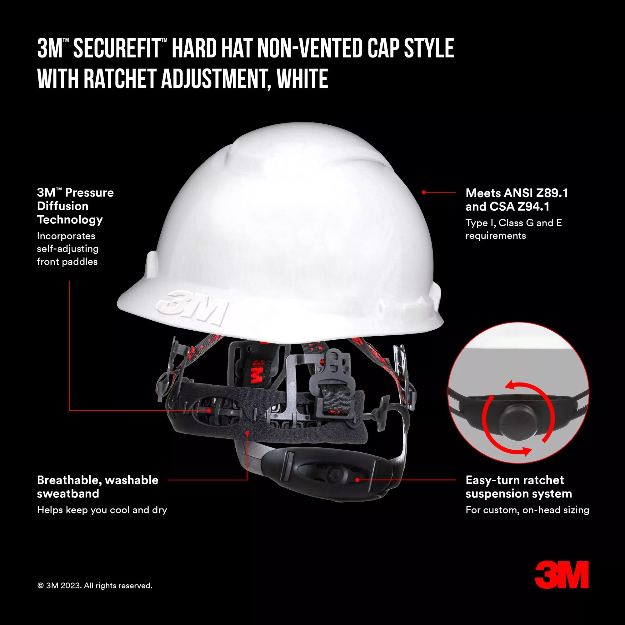 SKU 7100292304 | 3M™ SecureFit™ Hard Hat CHH-R-W6-SL