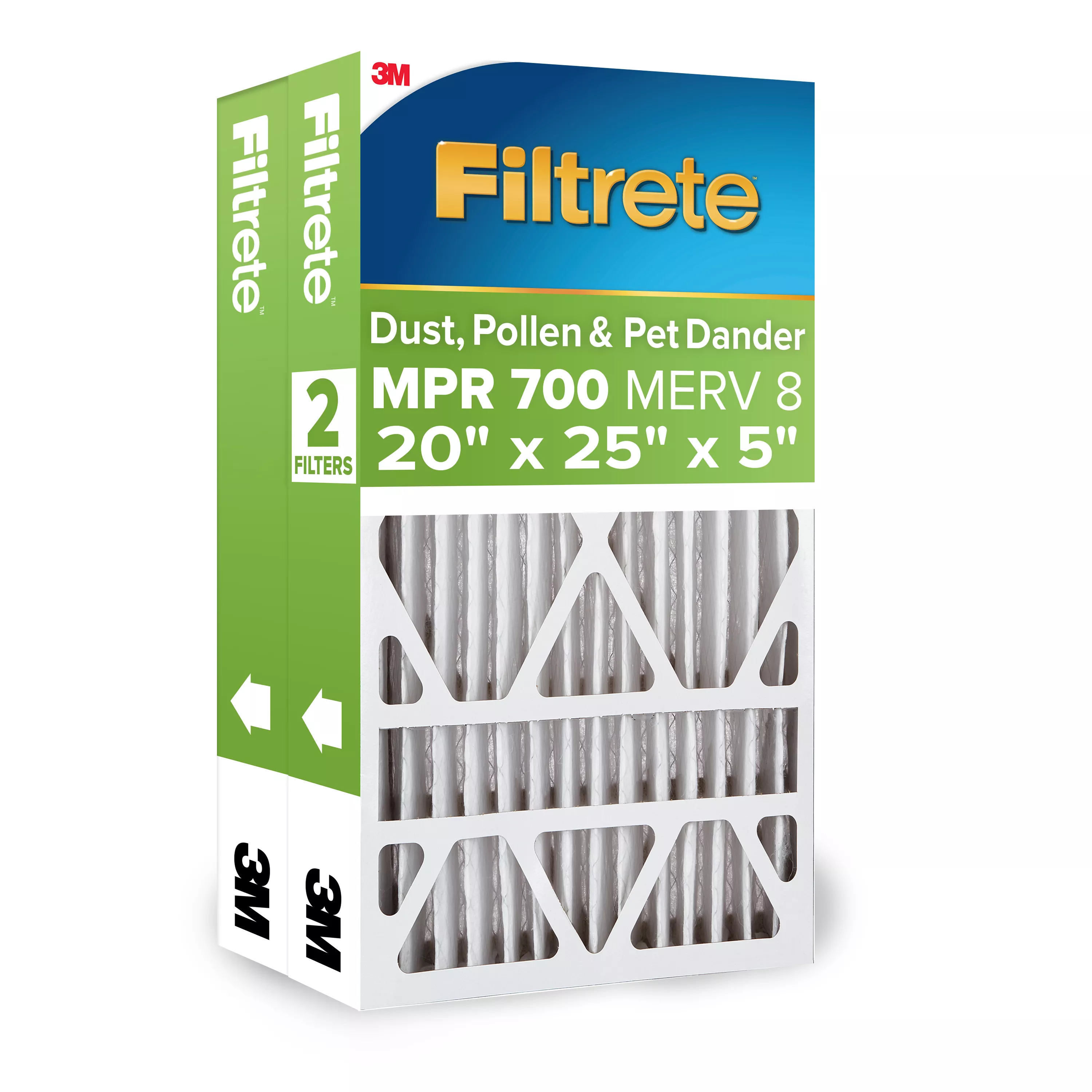 Filtrete™ Electrostatic Air Filter 700 MPR 703DP5-2PK1E, 20 in x 25 in x 5 in (50.8 cm x 63.5 cm x 12.7 cm)