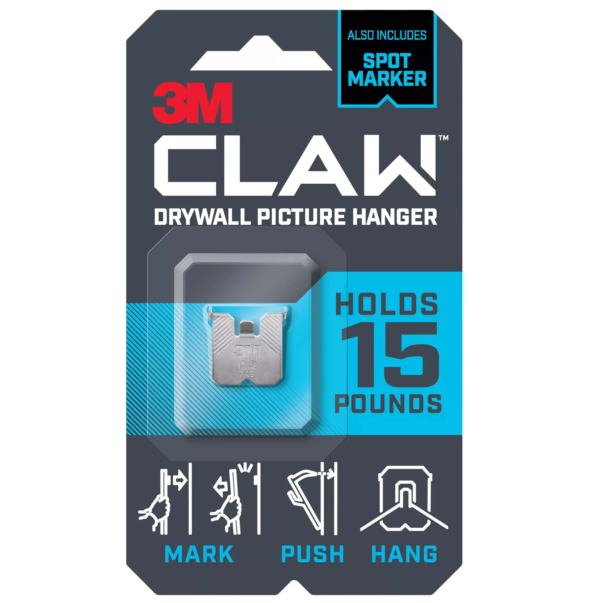 SKU 7100233152 | 3M CLAW™ Drywall Picture Hanger 15 lb with Temporary Spot Marker 3PH15M-1ES