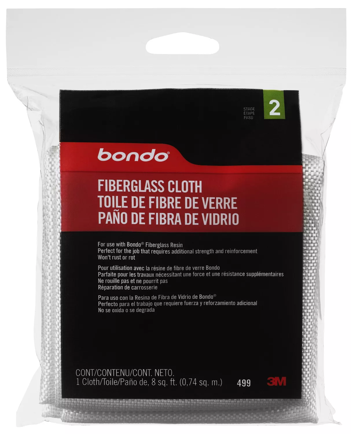 Bondo® Fiberglass Cloth, 00499SRP, 8 sq ft, 8 per case
