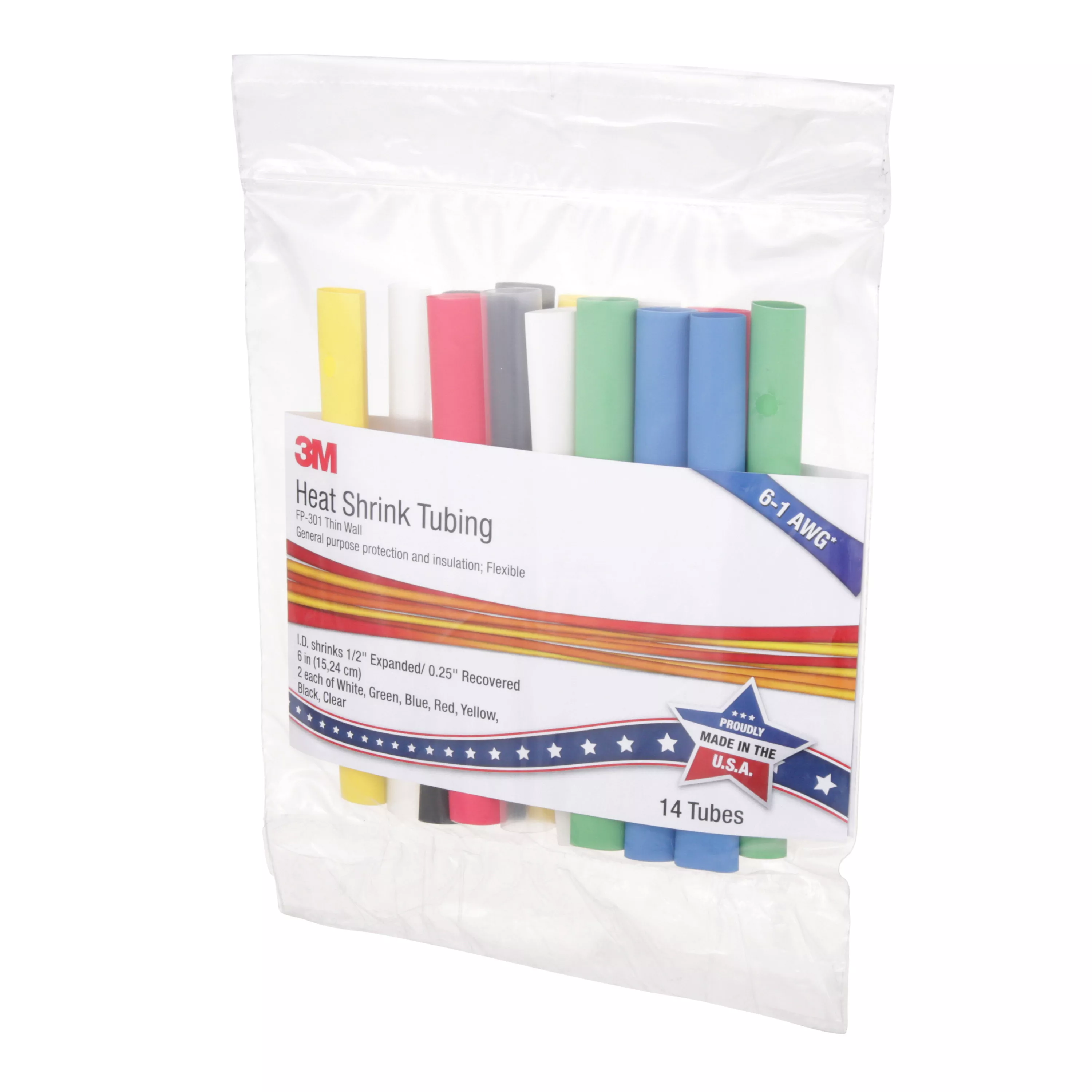 SKU 7000132603 | 3M™ Heat Shrink Tubing Assortment Pack FP-301-1/2-Assort: 6 in length pieces