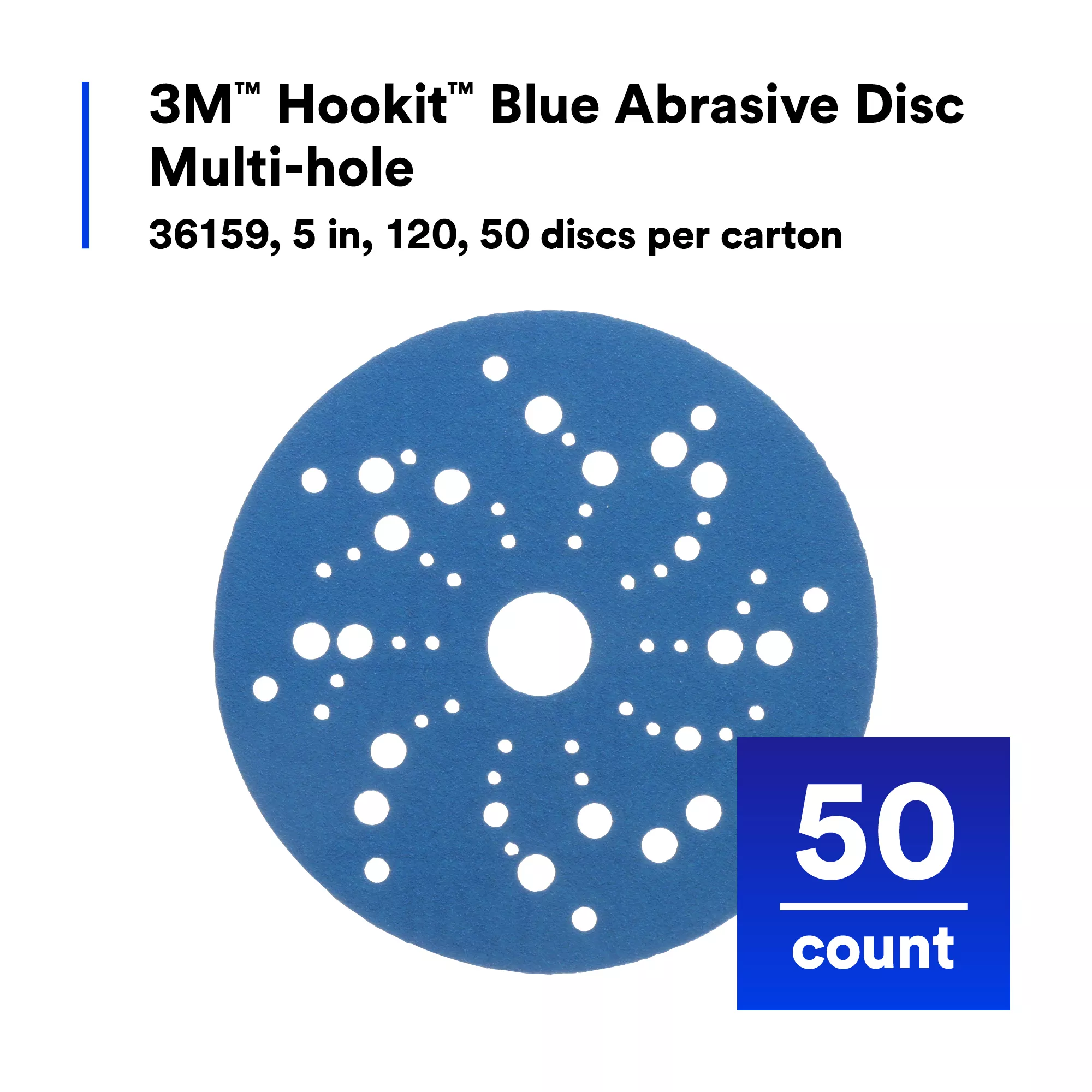 SKU 7100090976 | 3M™ Hookit™ Blue Abrasive Disc 321U Multi-hole