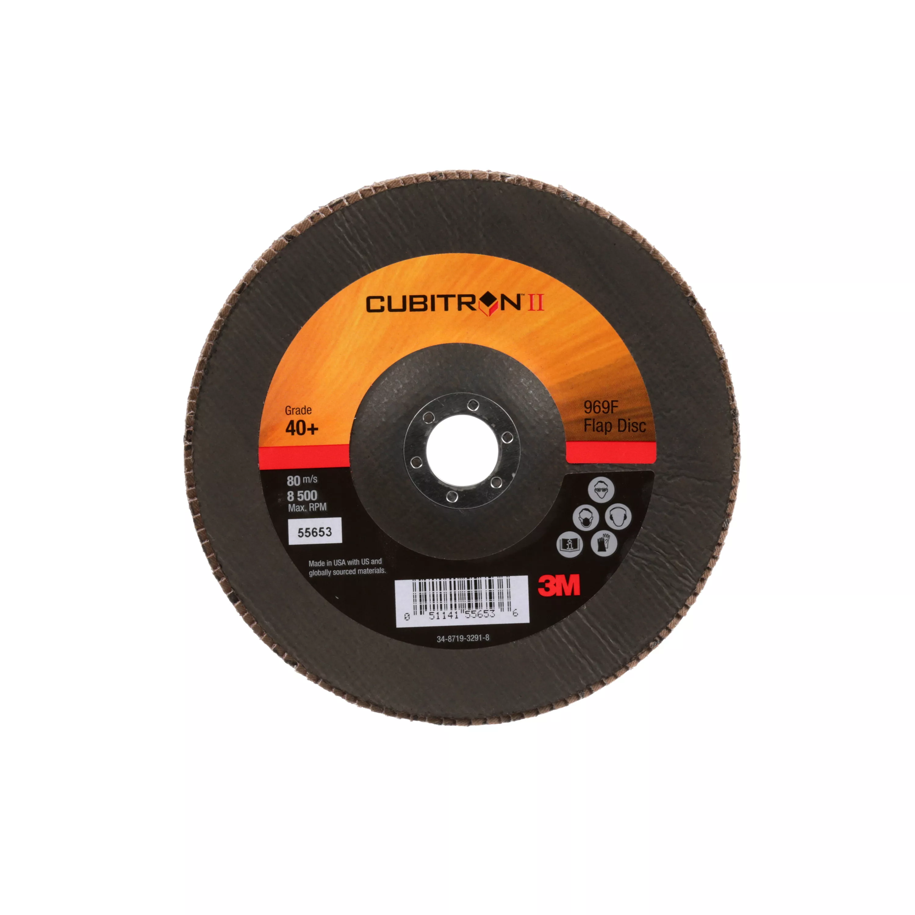 3M™ Cubitron™ II Flap Disc 967A, 40+, T29, 7 in x 7/8 in, Giant, 5 ea/Case