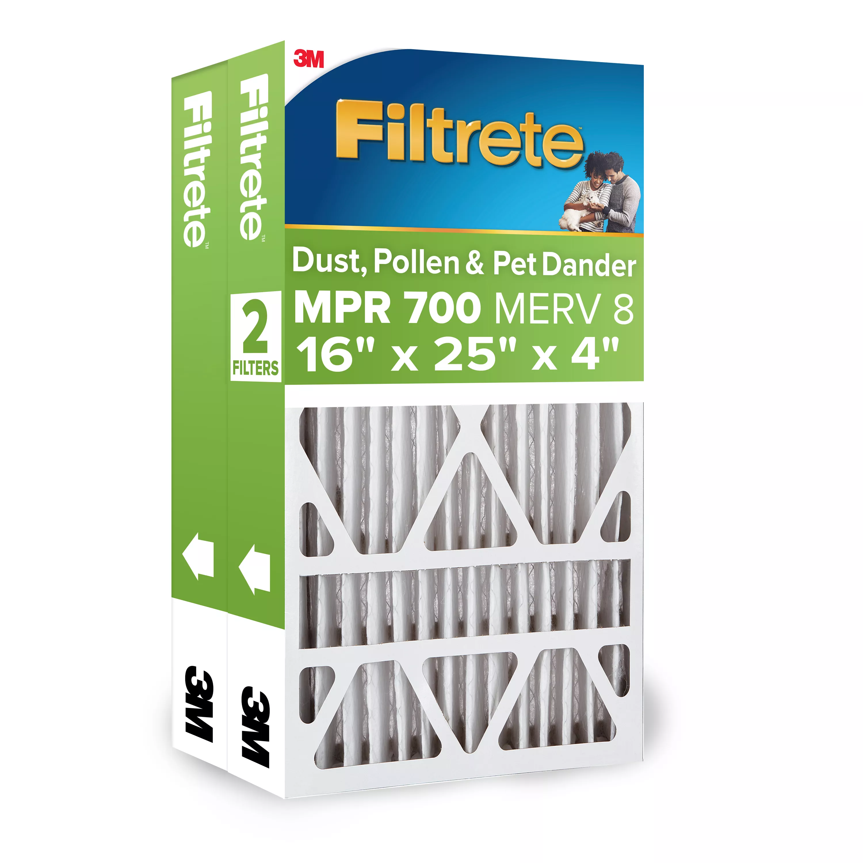 Filtrete™ Electrostatic Air Filter 700 MPR 701DP4-2PK1E, 16 in x 25 in x 4 in (40.6 cm x 63.5 cm x 10.1 cm)