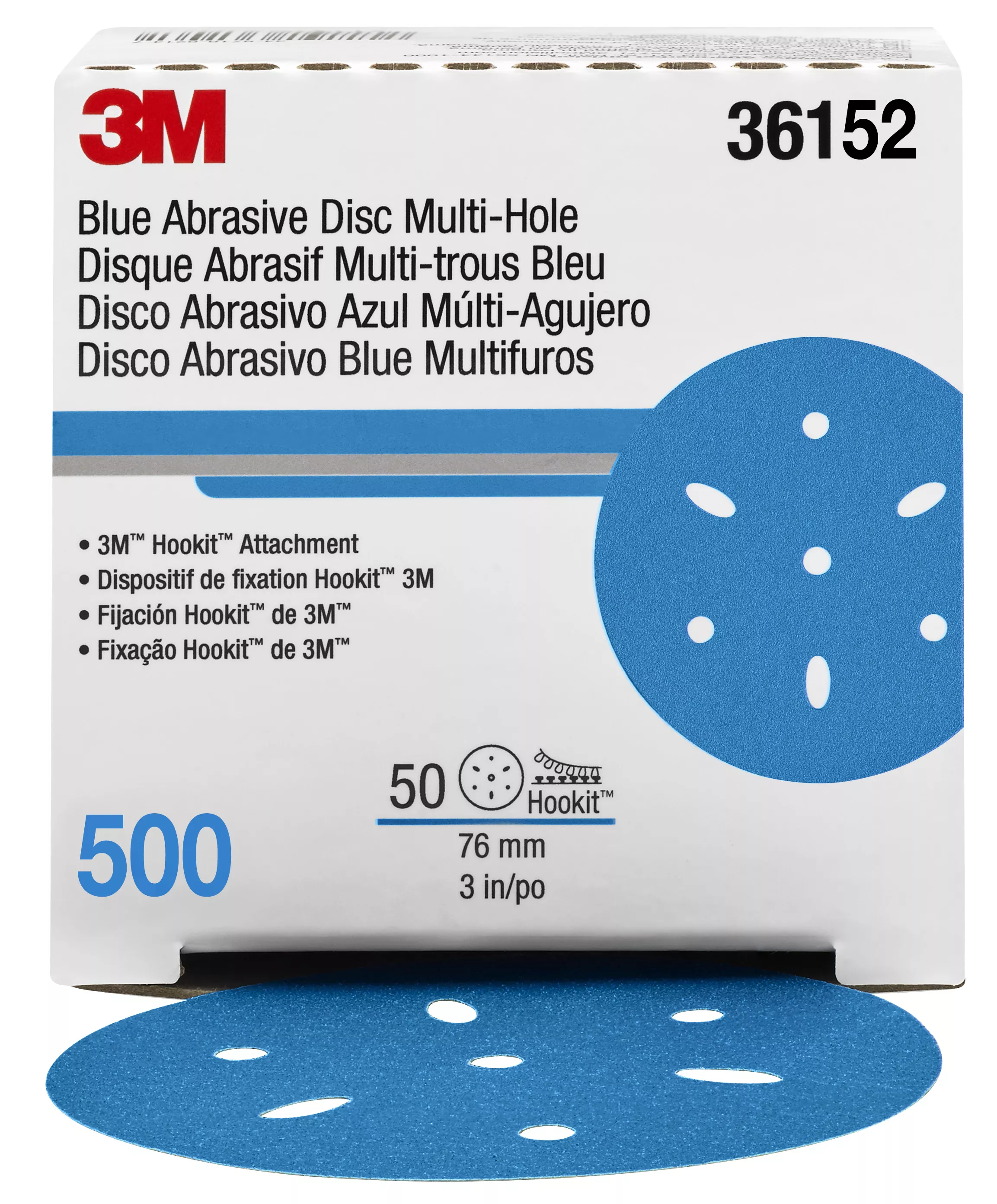 Product Number 321U | 3M™ Hookit™ Blue Abrasive Disc 321U Multi-hole