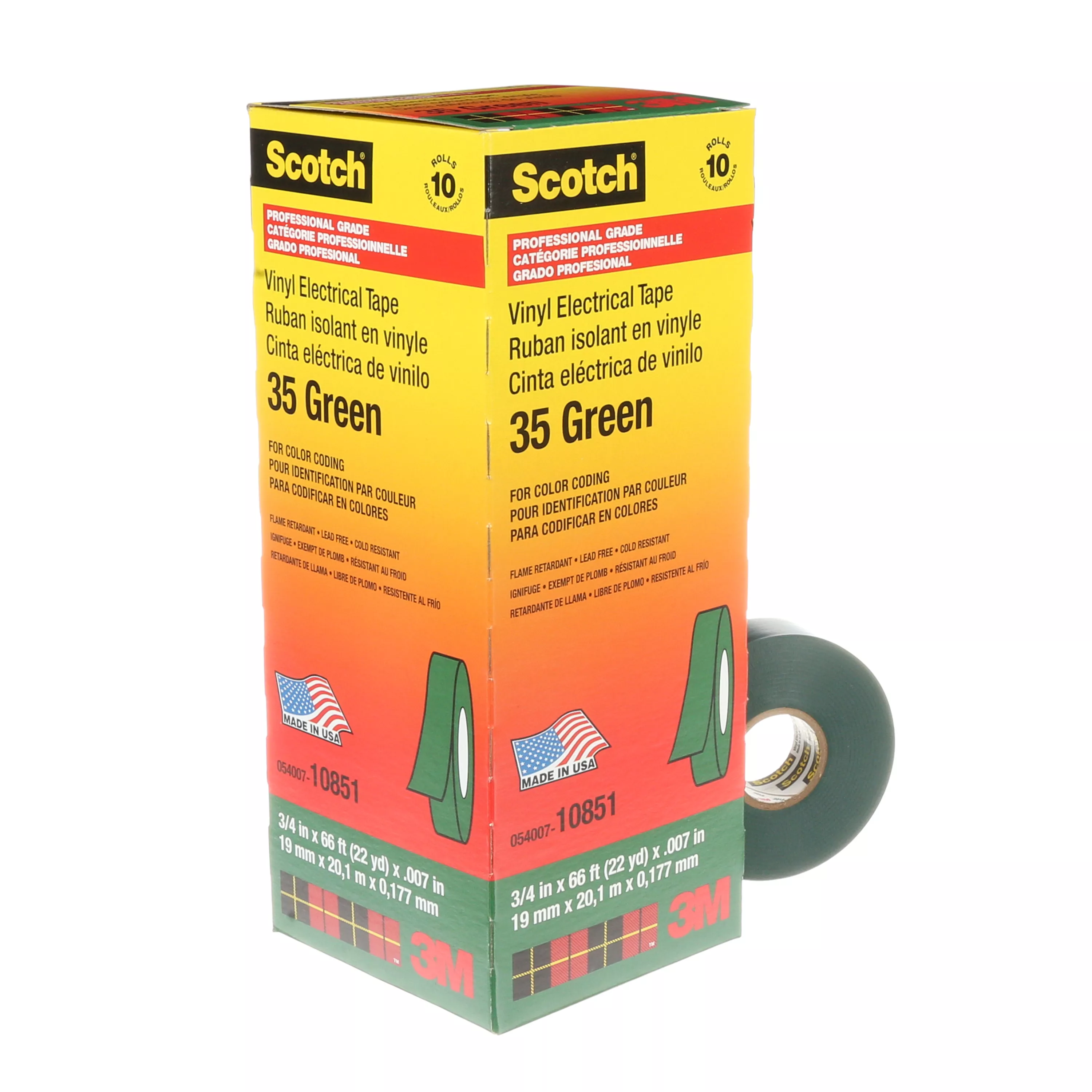 Product Number 35-3/4X66FT-GN | Scotch® Vinyl Color Coding Electrical Tape 35