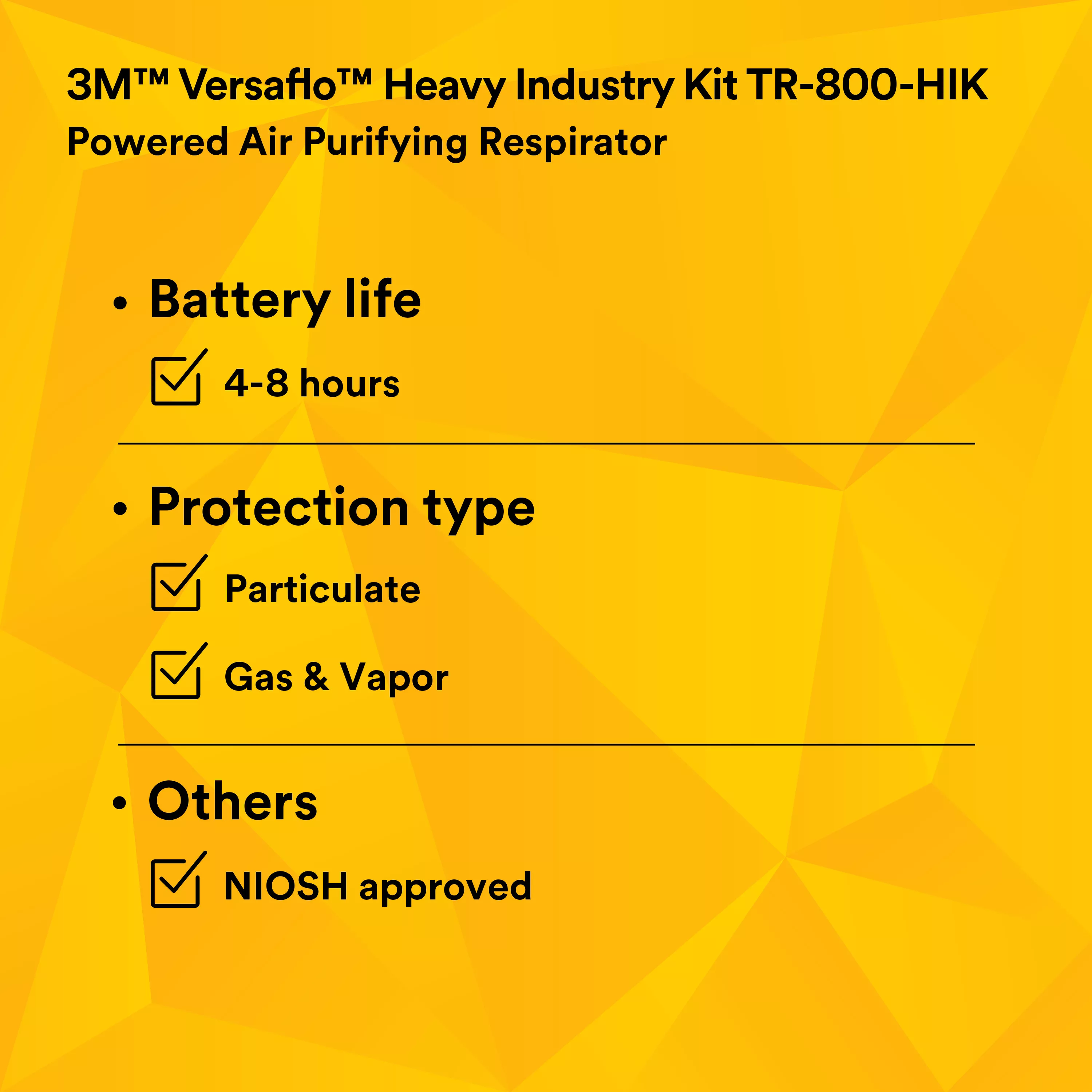 SKU 7100150927 | 3M™ Versaflo™ Powered Air Purifying Respirator Heavy Industry Kit TR-800-HIK