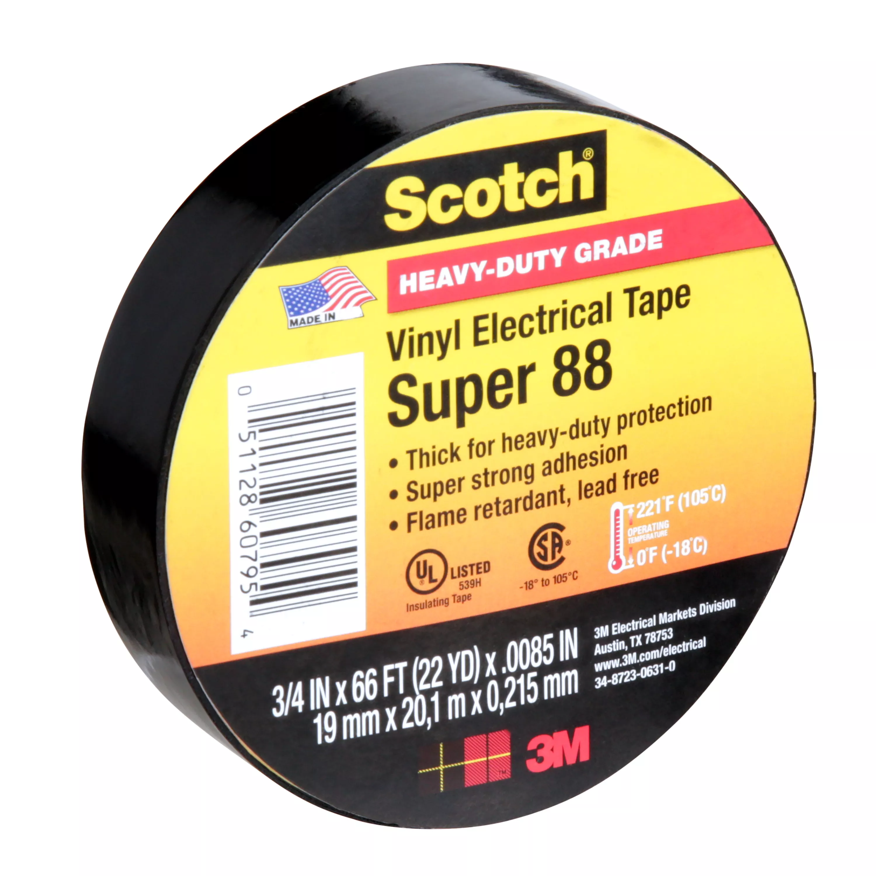 SKU 7100047911 | Scotch® Vinyl Electrical Tape Super 88