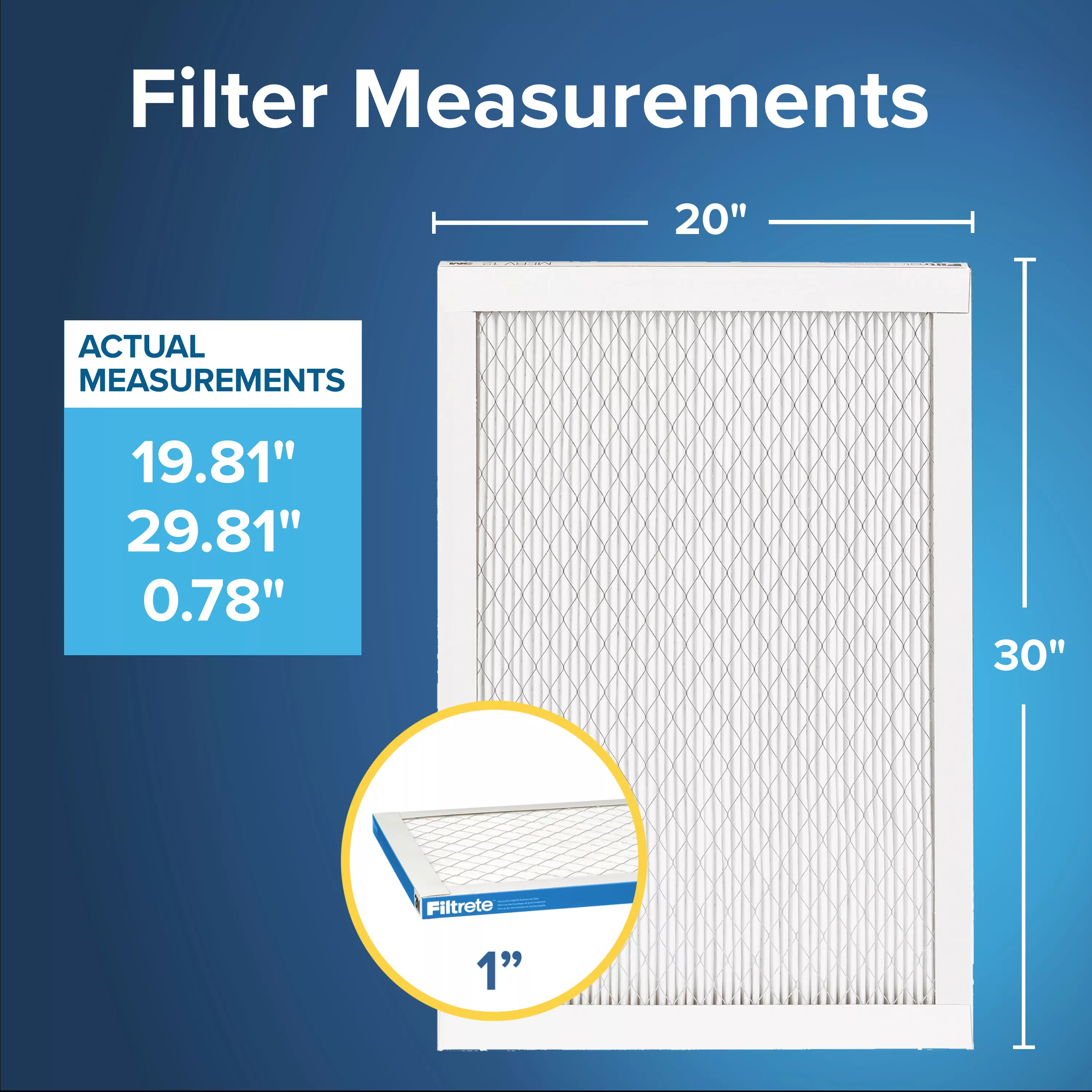 Filtrete™ High Performance Air Filter 1900 MPR UA22-4, 20 in x 30 in x 1 in (50.8 cm x 76.2 cm x 2.5 cm)
