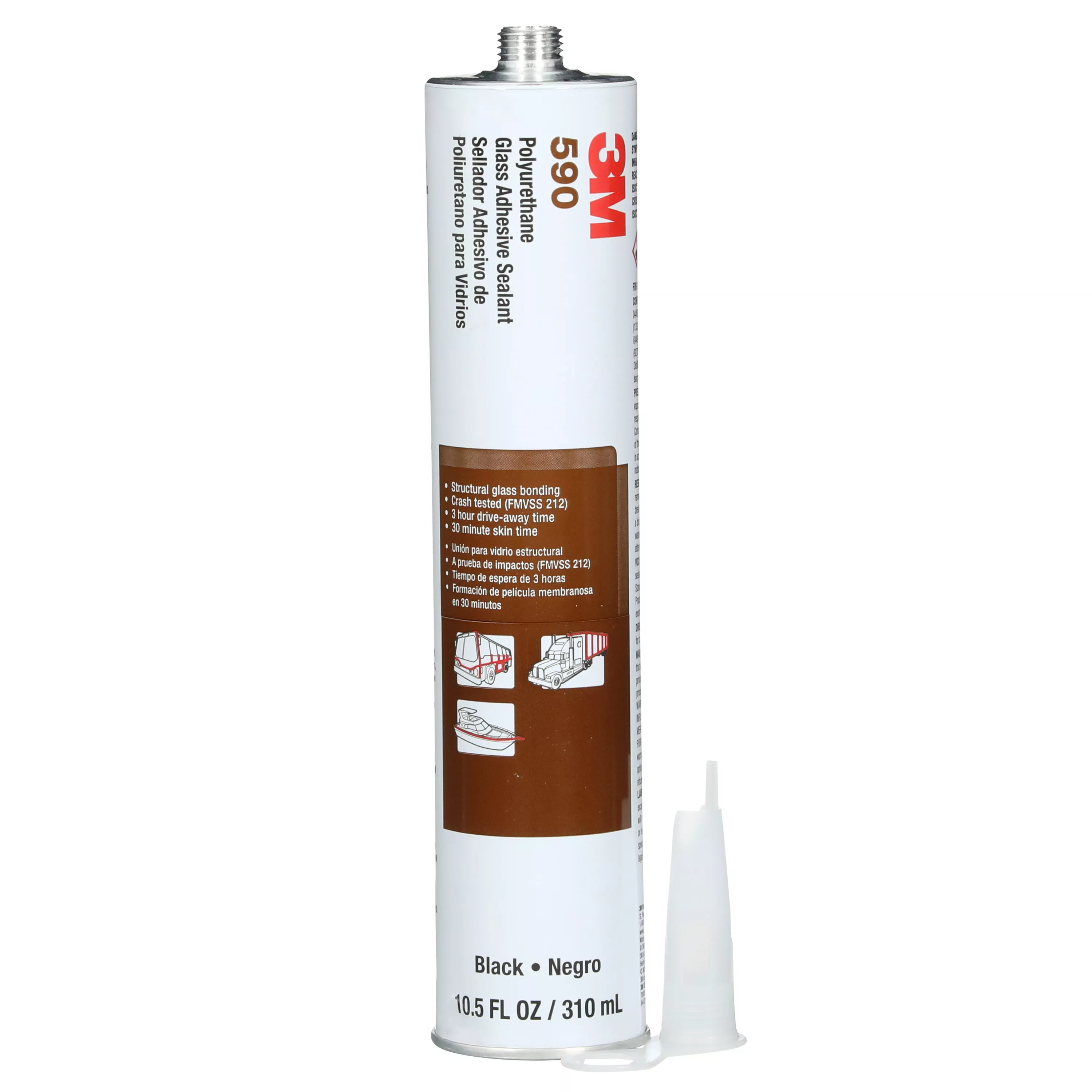 3M™ Polyurethane Glass Adhesive Sealant 590, Black, 310 mL Cartridge,
12/Case