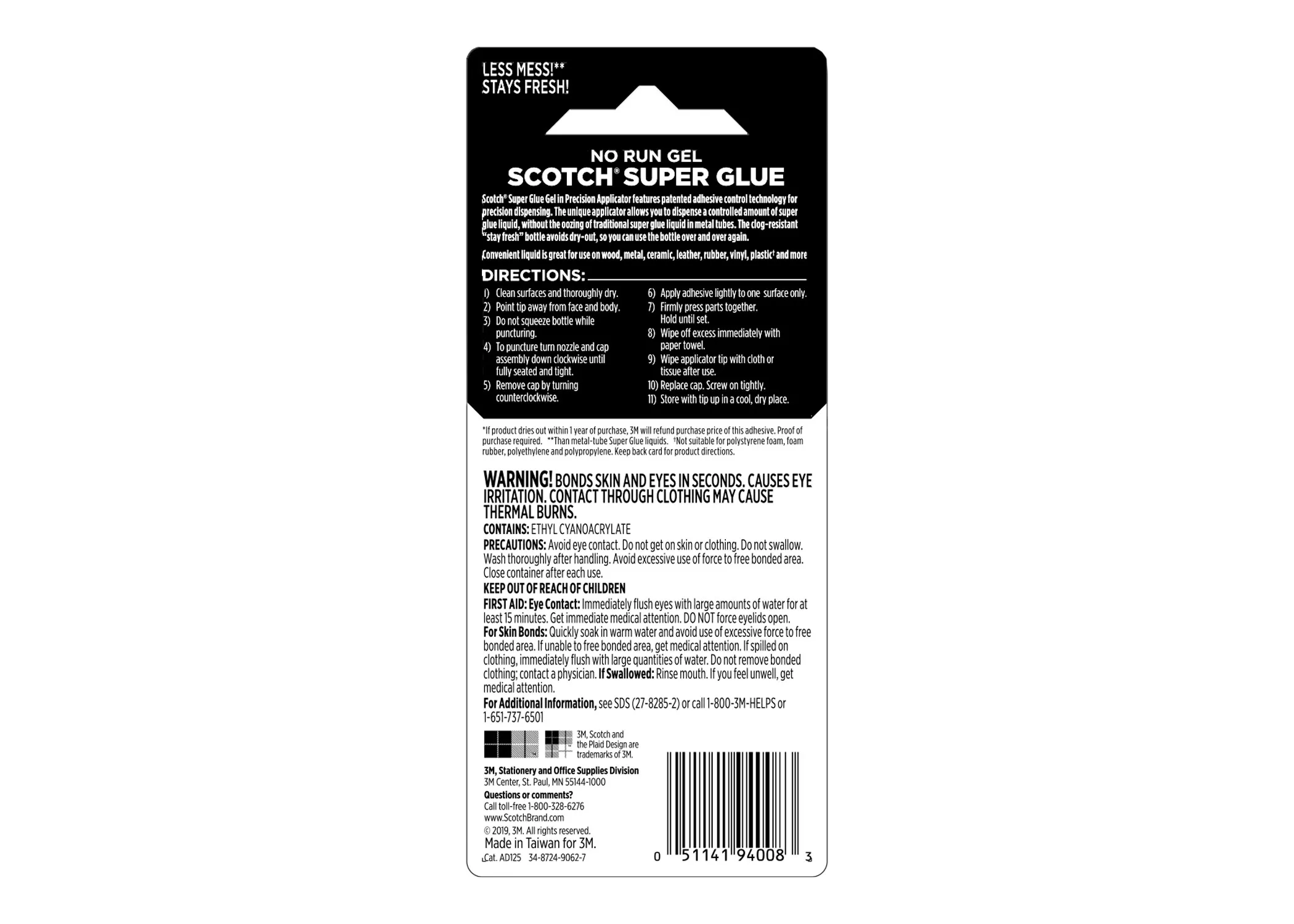 SKU 7100035277 | Scotch® Super Glue Gel in Precision Applicator